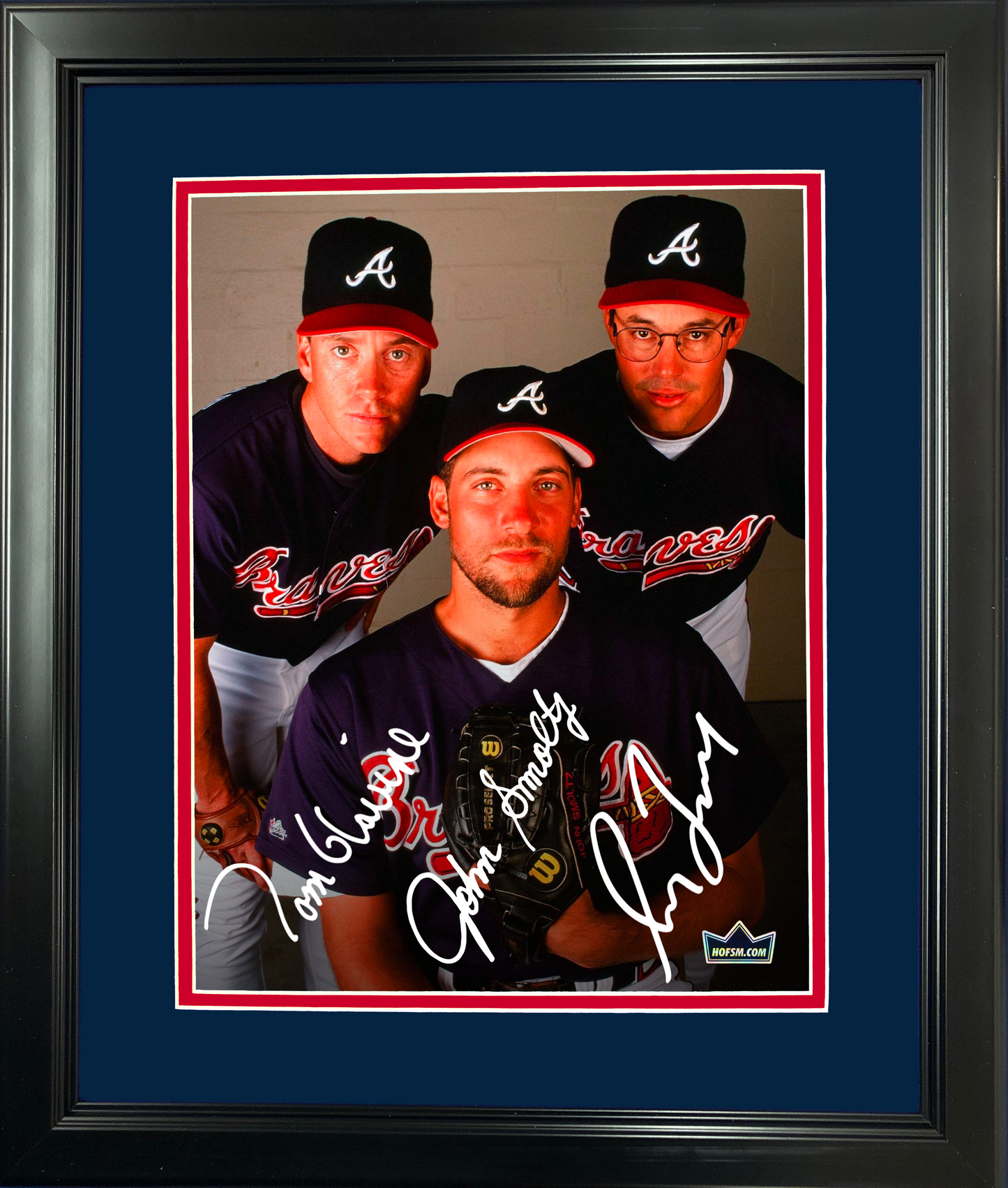 Framed Tom Glavine John Smoltz Greg Maddux Facsimile Laser Engraved Signature Auto Atlanta Braves 11"x14" Baseball Photo HOFSM Holo