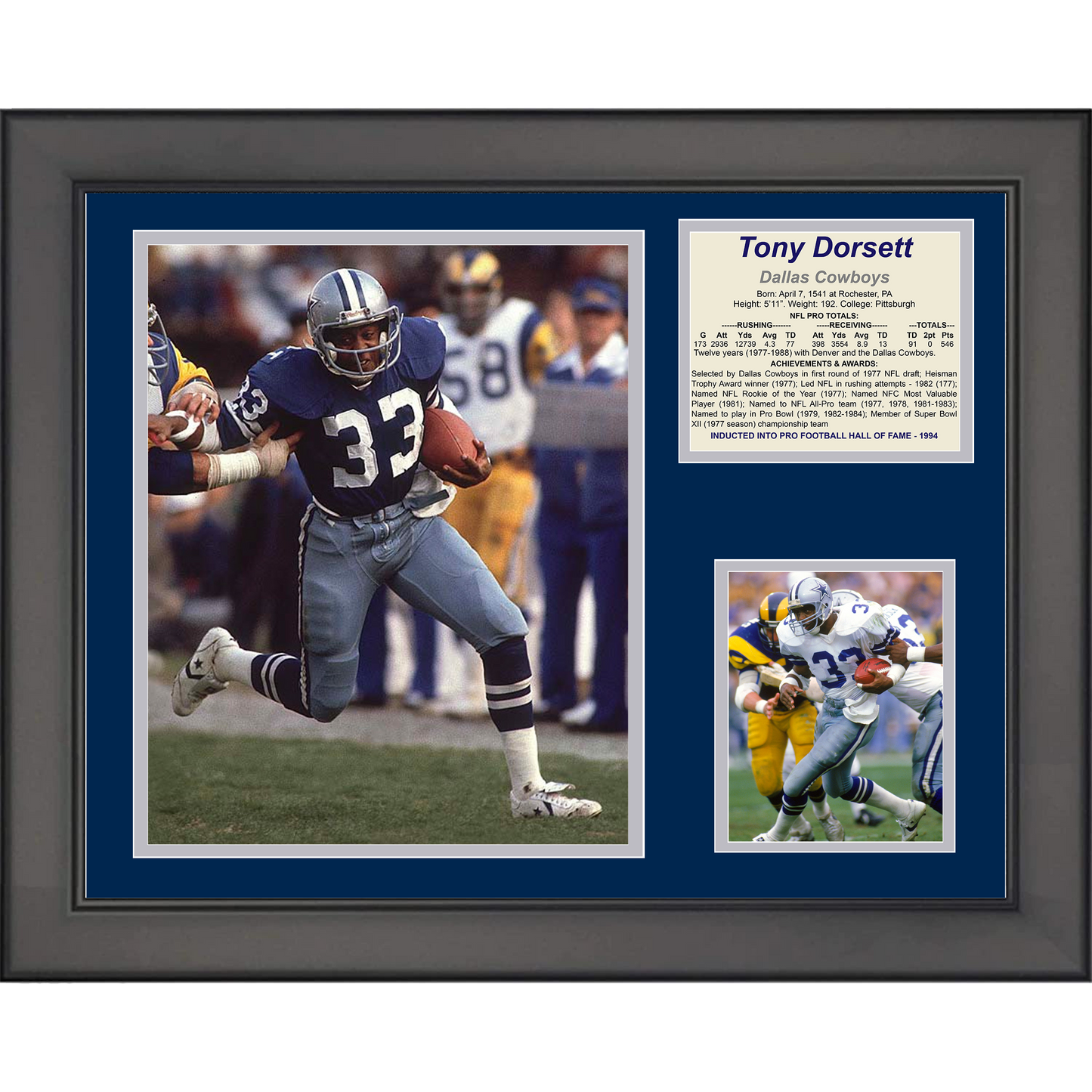Framed Tony Dorsett Hall of Fame Dallas Cowboys 11"x14" Football Three Photo Collage #2
