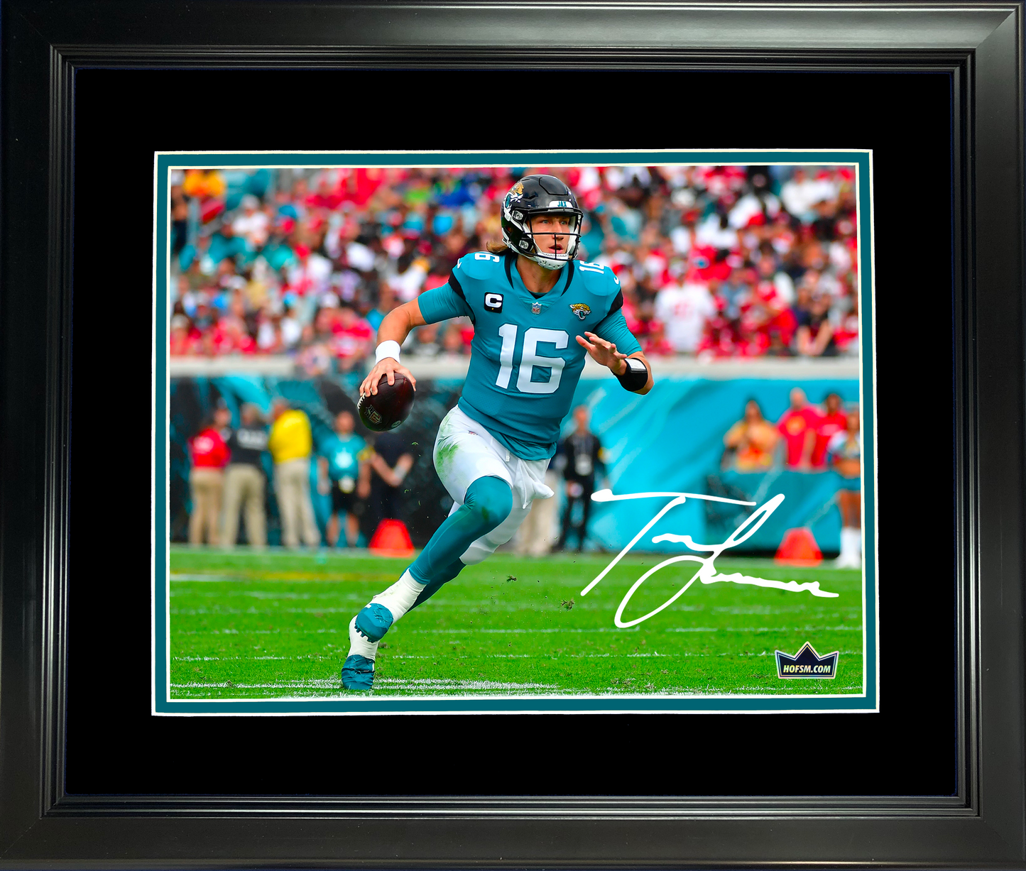 Framed Trevor Lawrence Facsimile Laser Engraved Signature Auto Jacksonville Jaguars 11"x14" Football Photo HOFSM Holo