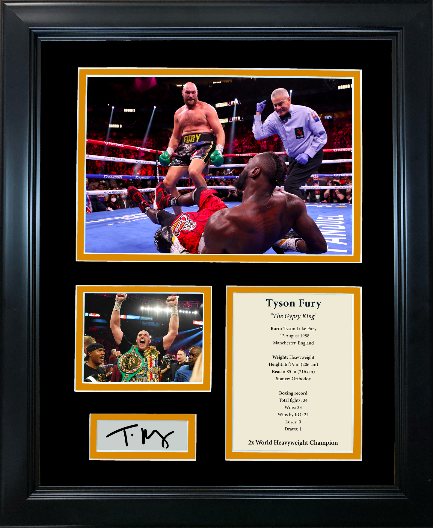 Framed Tyson Fury Facsimile Laser Engraved Signature Auto Boxing 11"x14" Photo Sig Collage