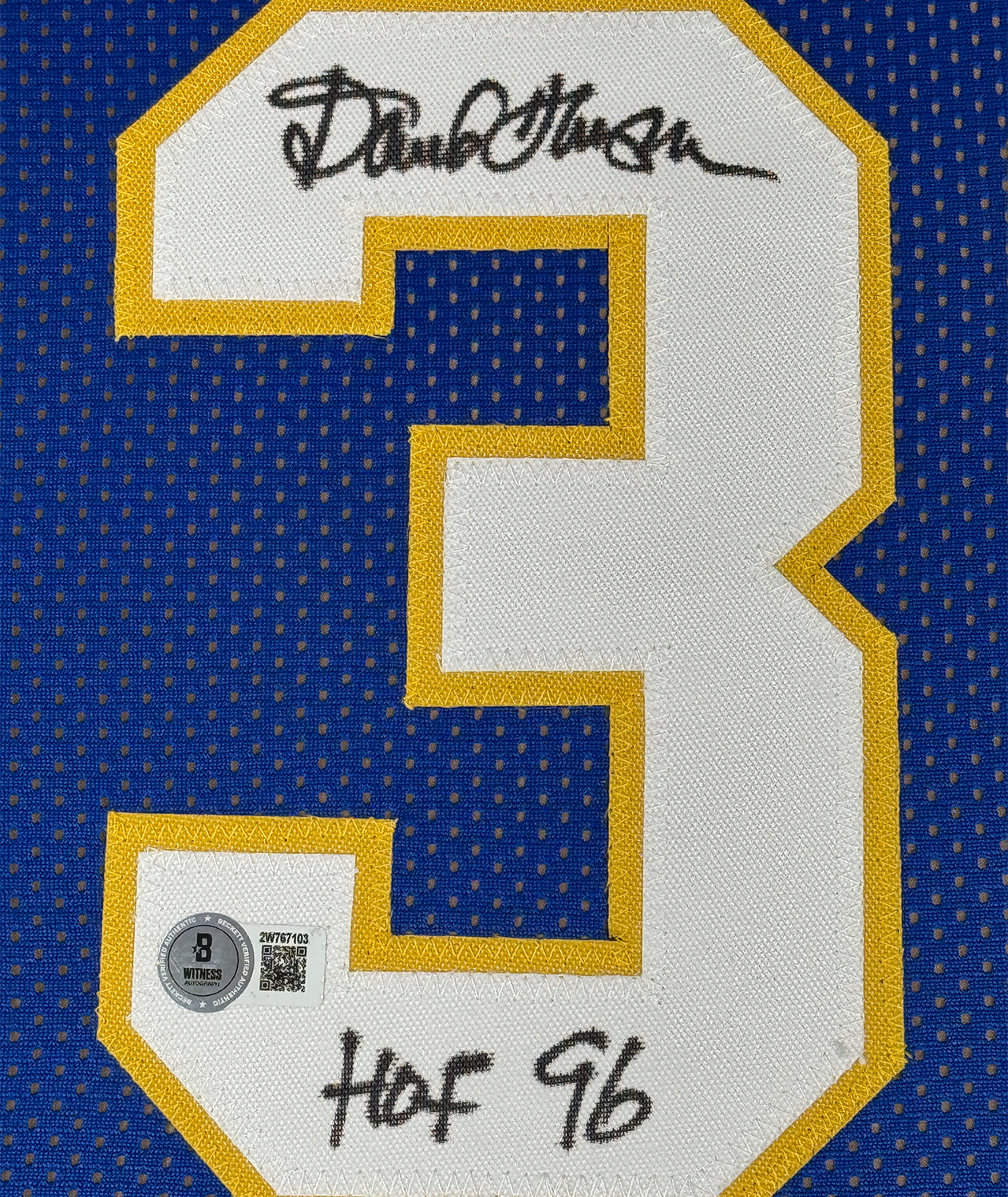 Framed Autographed/Signed David Thompson 35x39 HOF 96 Denver Blue Retro Rainbow Basketball Jersey Beckett BAS COA
