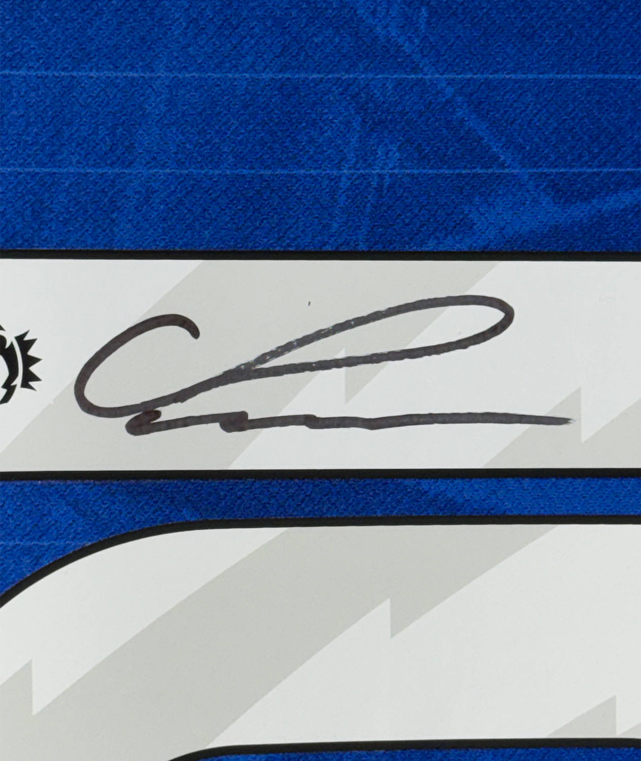 Framed Autographed/Signed Cole Palmer 35x39 Chelsea FC Blue Soccer Futbol Jersey Beckett BAS COA