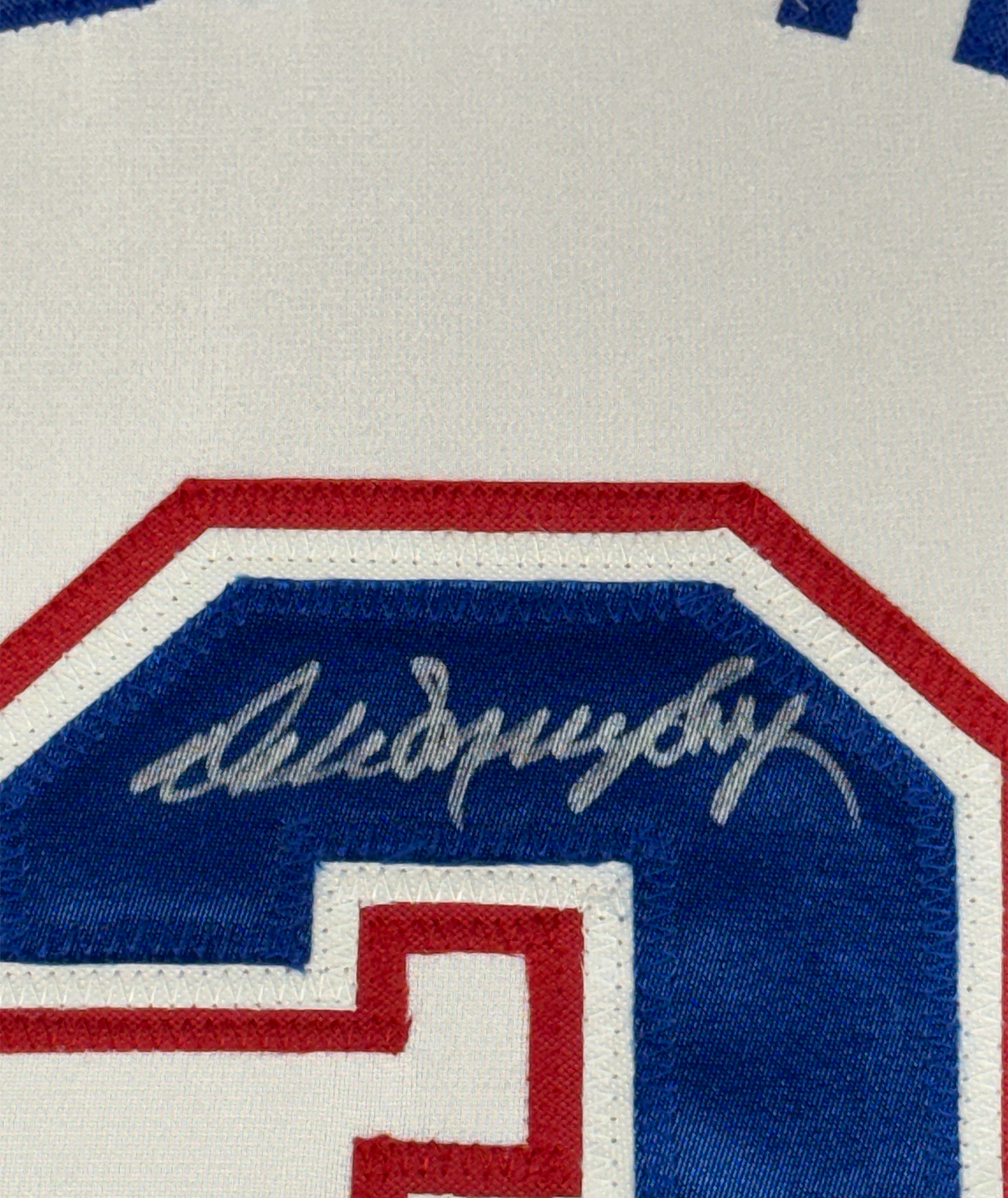 Framed Autographed/Signed Dale Murphy 35x39 Atlanta White Baseball Jersey PSA/DNA COA