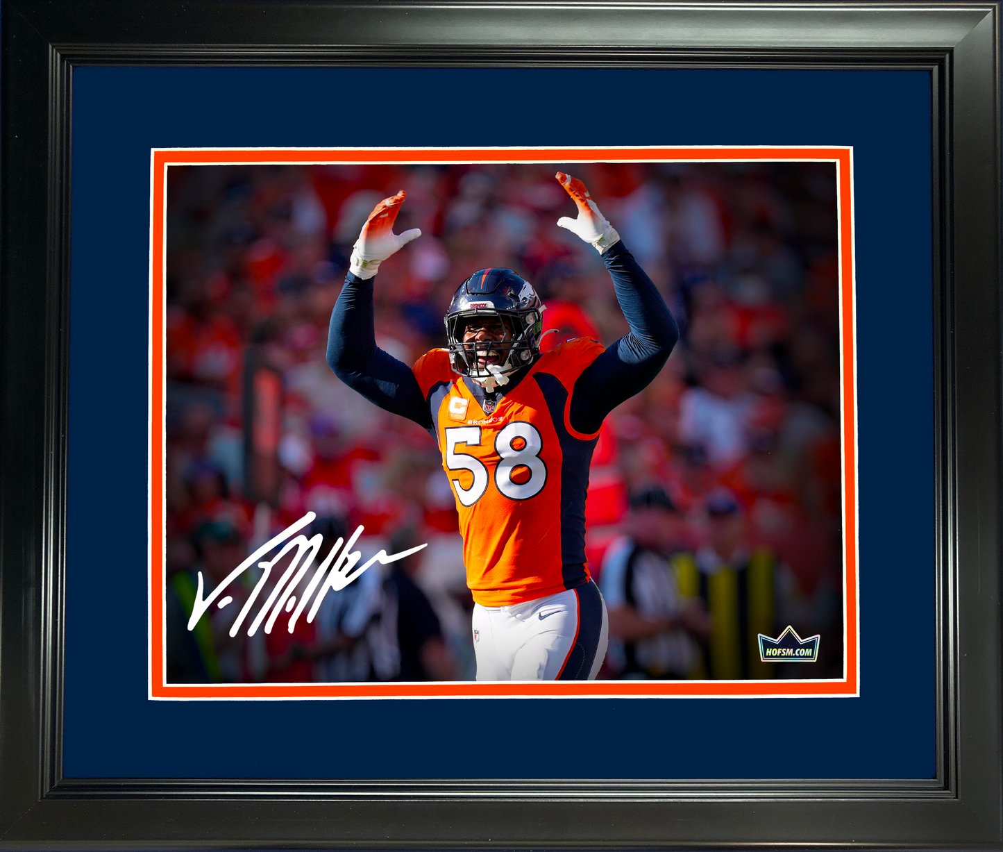 Framed Von Miller Denver Broncos Facsimile Laser Engraved Signature Auto 11"x14" Football Photo HOFSM Holo
