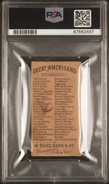 Graded 1888 N76 W. Duke, Sons & Co. Great Americans #WP William Penn Baseball Tobacco Card PSA 2