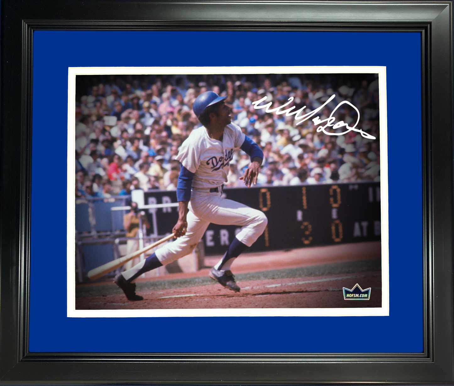 Framed Willie Davis Brooklyn Los Angeles Dodgers Facsimile Laser Engraved Signature Auto 11"x14" Baseball Photo HOFSM Holo