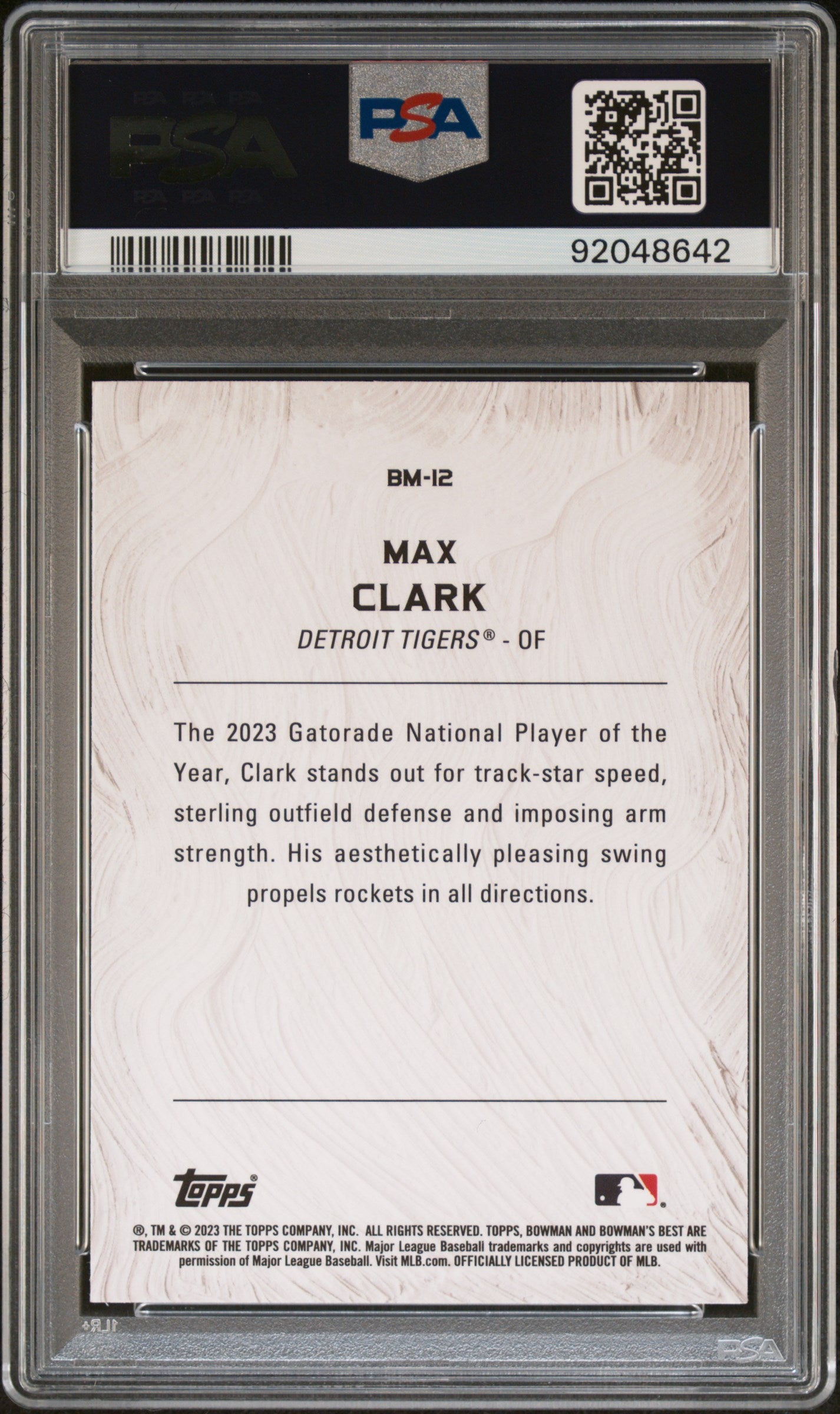 Graded 2023 Topps Bowmans Best Max Clark #BM12 Masterpieces Rookie RC Baseball Card PSA 10 Gem Mint