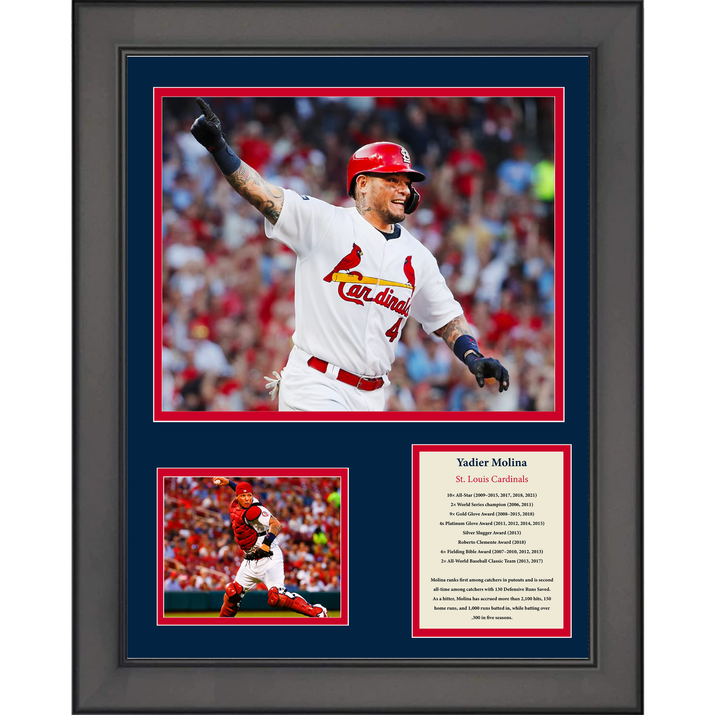 Framed Yadier Molina St. Louis Cardinals Baseball 11"x14" Three Photo Collage