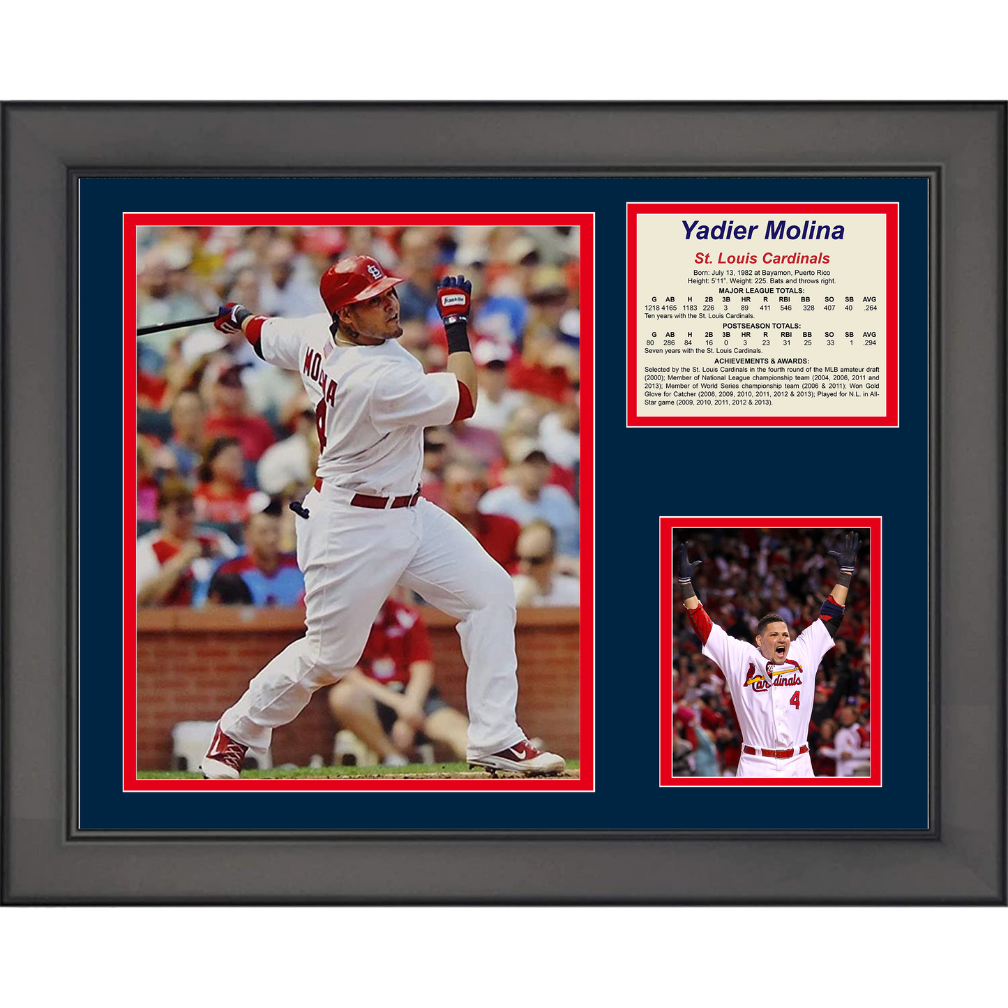 Framed Yadier Molina St. Louis Cardinals Baseball 11"x14" Three Photo Collage #2
