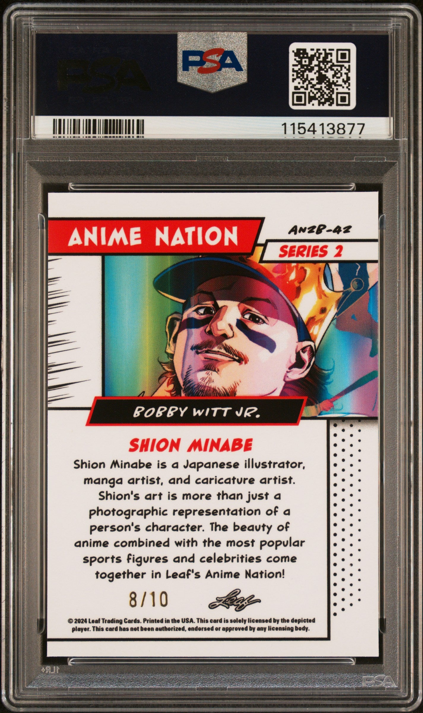 Graded 2025 Leaf Web Exclusives Bobby Witt Jr #42 Anime Nation Series 2 Pink /10 Baseball Card PSA 9 Mint