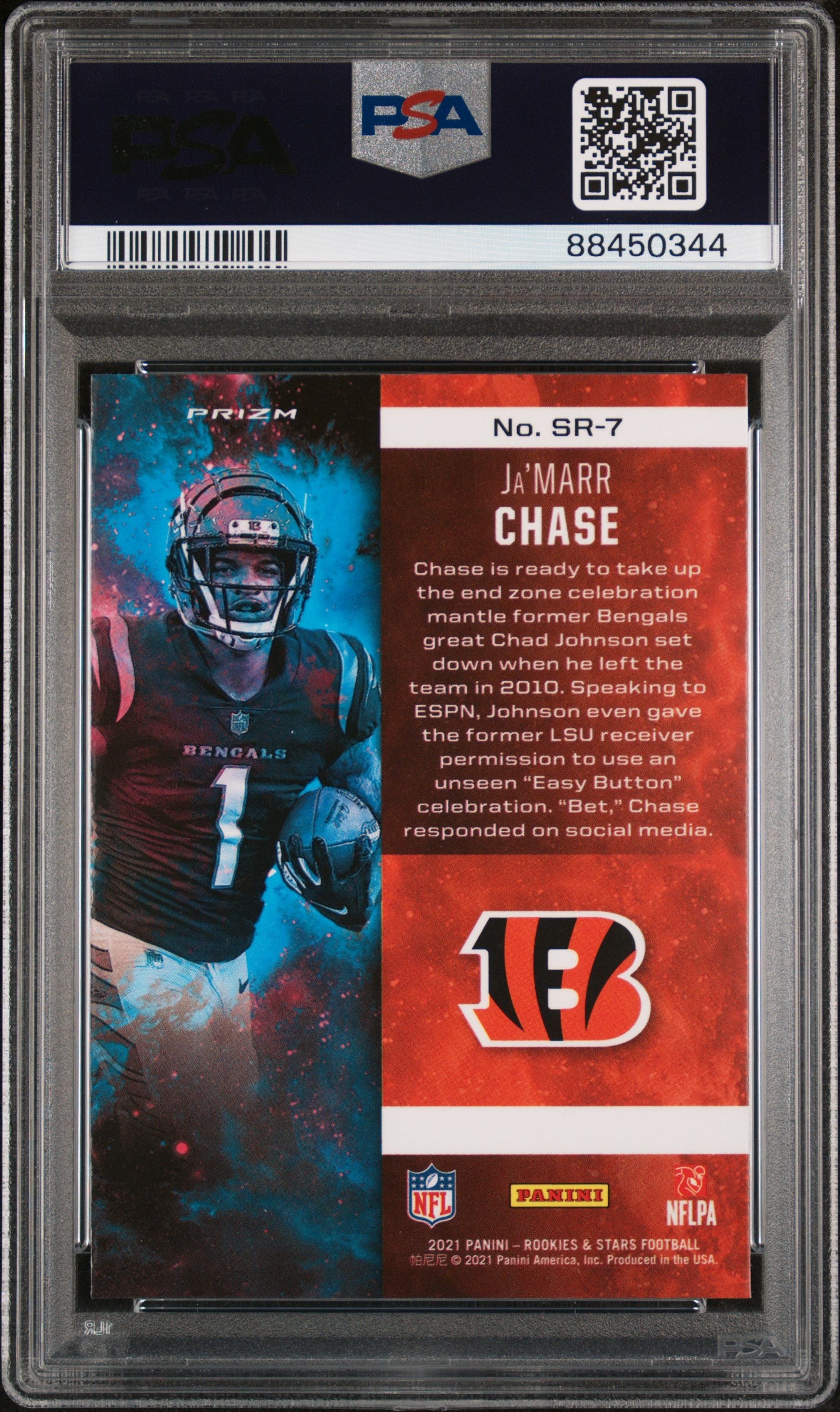 Graded 2021 Panini Rookies & Stars Ja'Marr Chase #SR7 Stellar Rookie Red Plaid Rookie RC Football Card PSA 10 Gem Mint