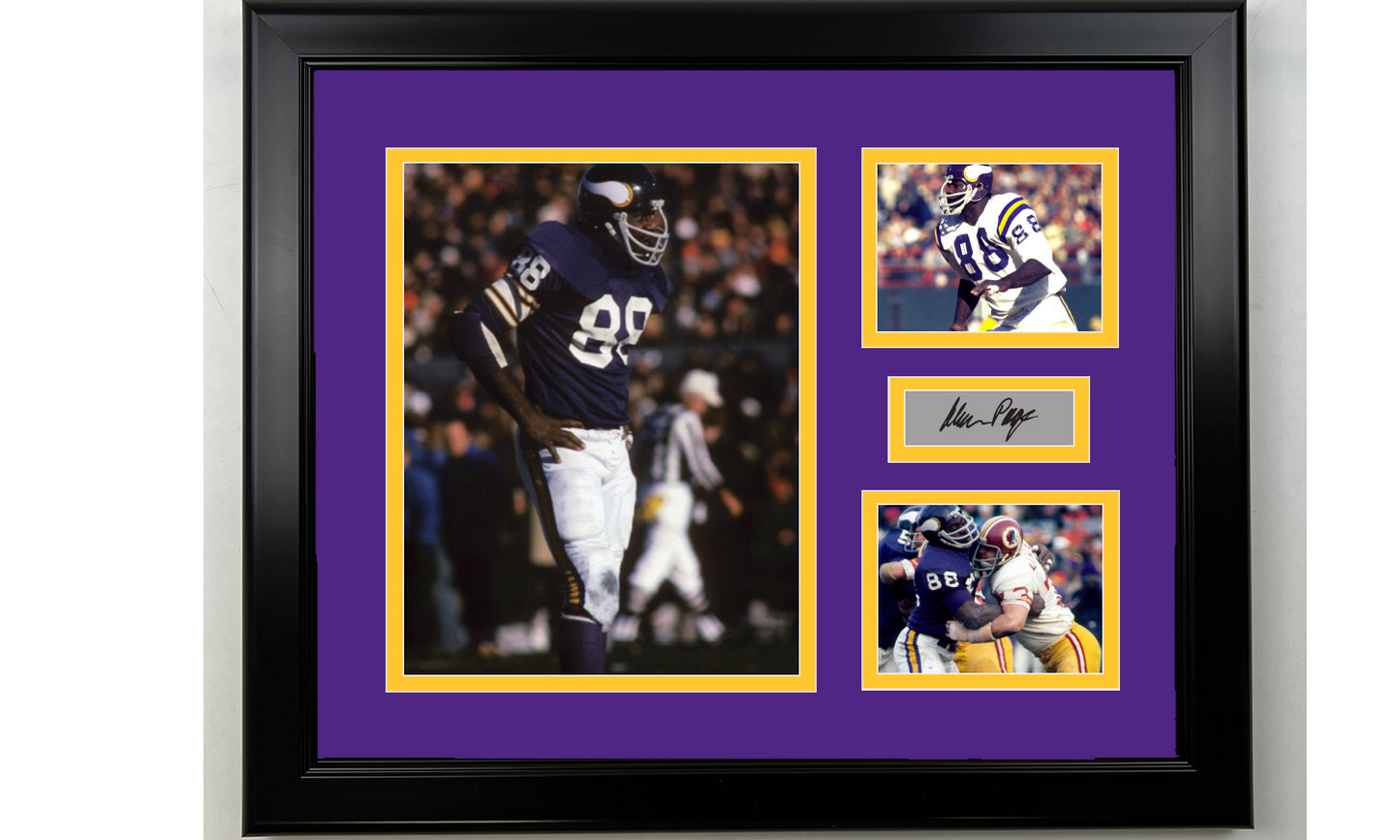 Framed Alan Page Minnesota Vikings Facsimile Laser Engraved Signature Football 14x11 3 Photo Collage