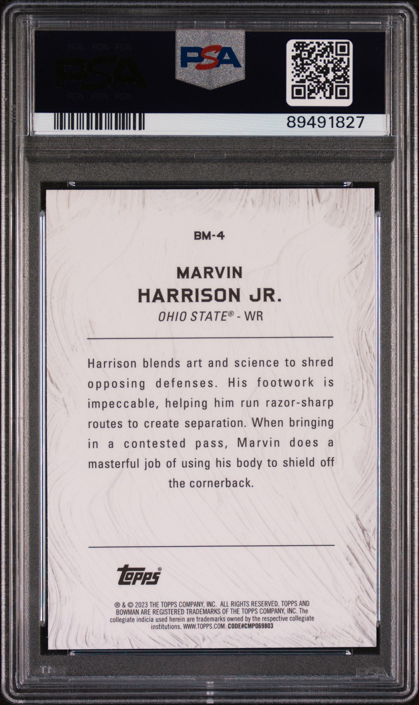 Graded 2023 Topps Bowman U Best Marvin Harrison Jr #BM4 Masterpieces Rookie RC Football Card PSA 10 Gem Mint