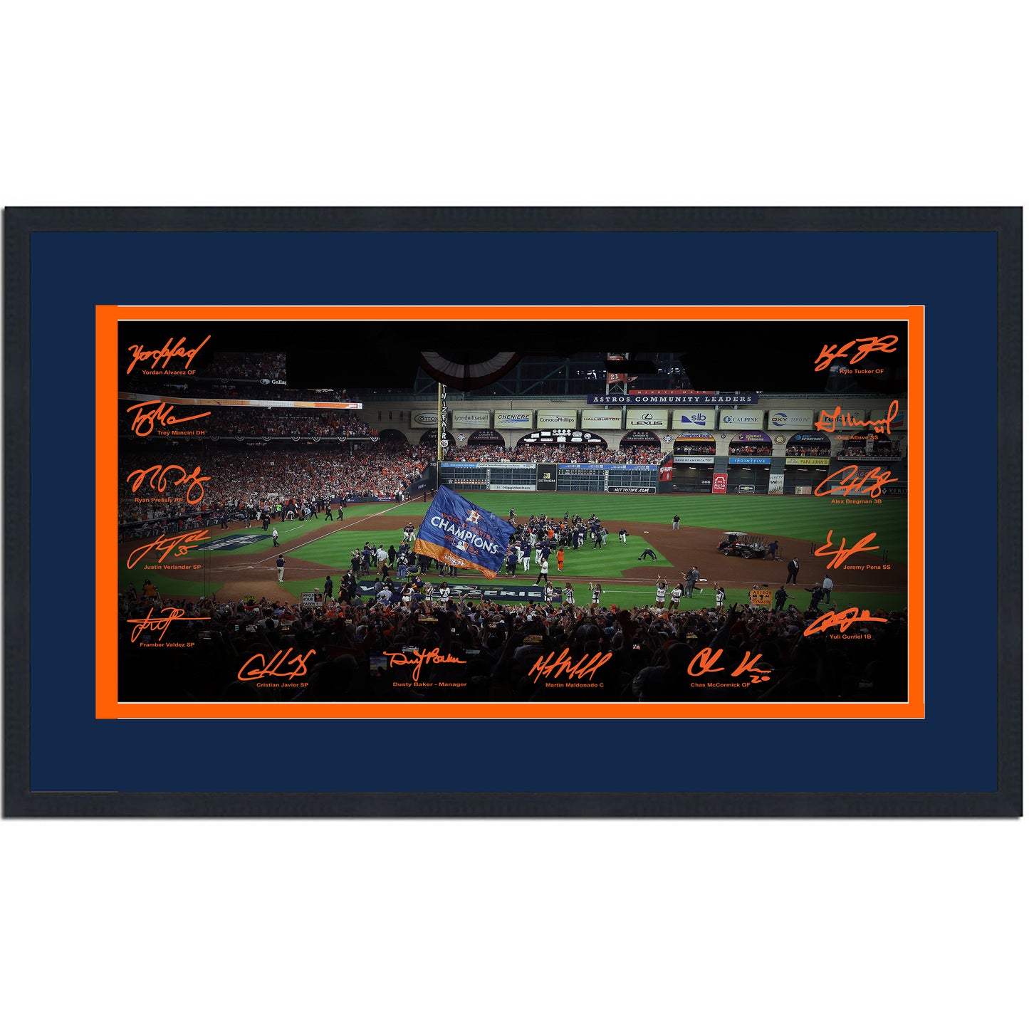 Framed Houston Astros 2022 World Series Champions Facsimile Signature Team Auto 16x24 Baseball Photo