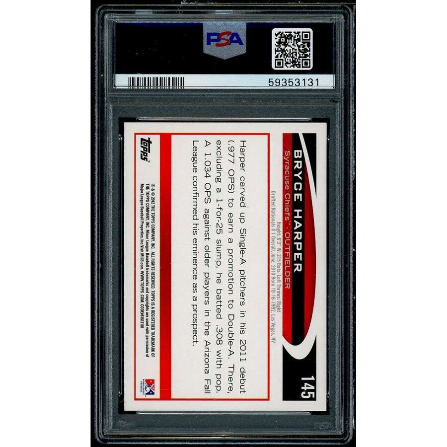 Graded 2012 Topps Pro Debut Bryce Harper #145 Rookie RC Baseball Card PSA 10 Gem Mint