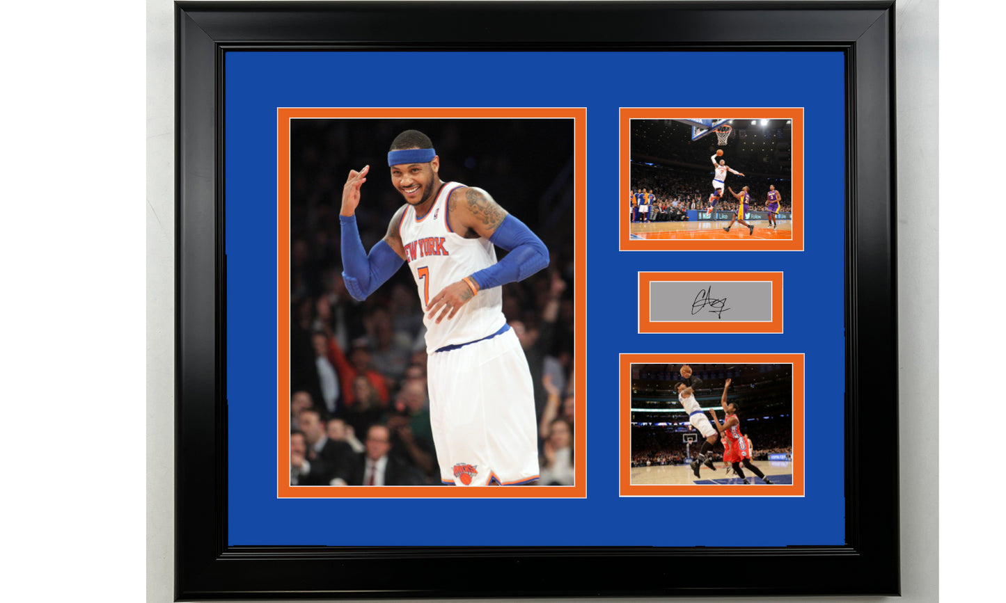 Framed Carmelo Anthony New York Knicks Facsimile Laser Engraved Signature Basketball 14x11 3 Photo Collage
