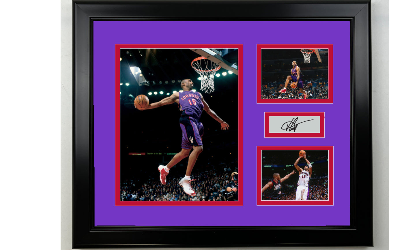 Framed Vince Carter Toronto Raptors Facsimile Laser Engraved Signature Basketball 14x11 3 Photo Collage