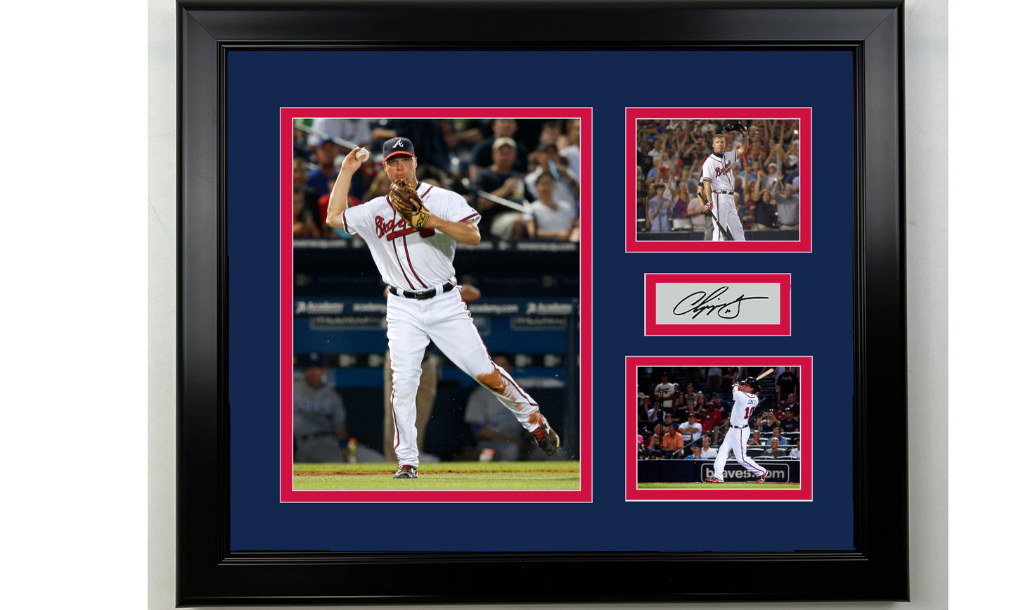 Framed Chipper Jones Atlanta Braves Facsimile Laser Engraved Signature Baseball 14x11 3 Photo Collage