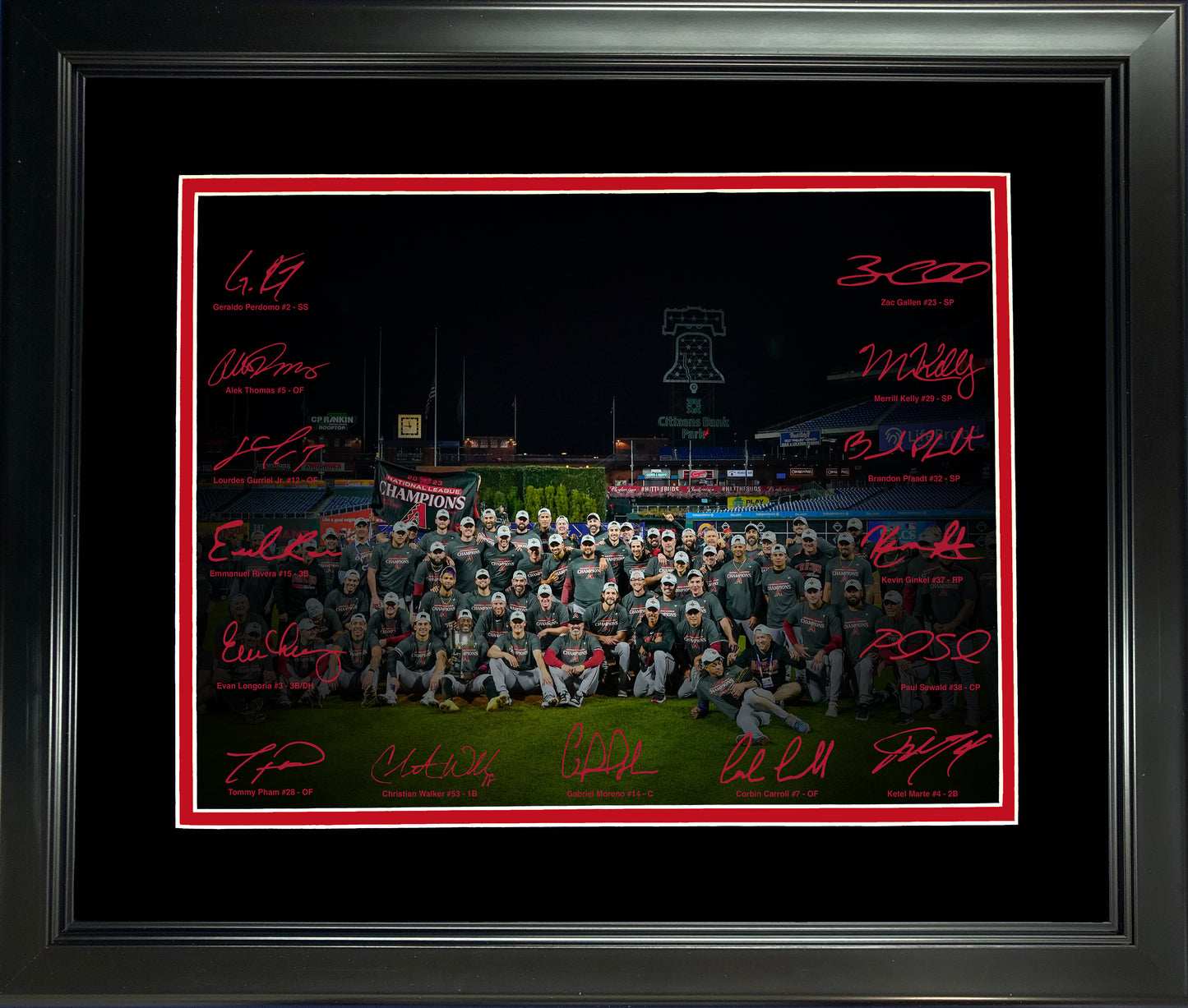 Framed Arizona Diamondbacks 2023 NLCS Champions Facsimile Signature Team Auto 11''x14'' Baseball Photo