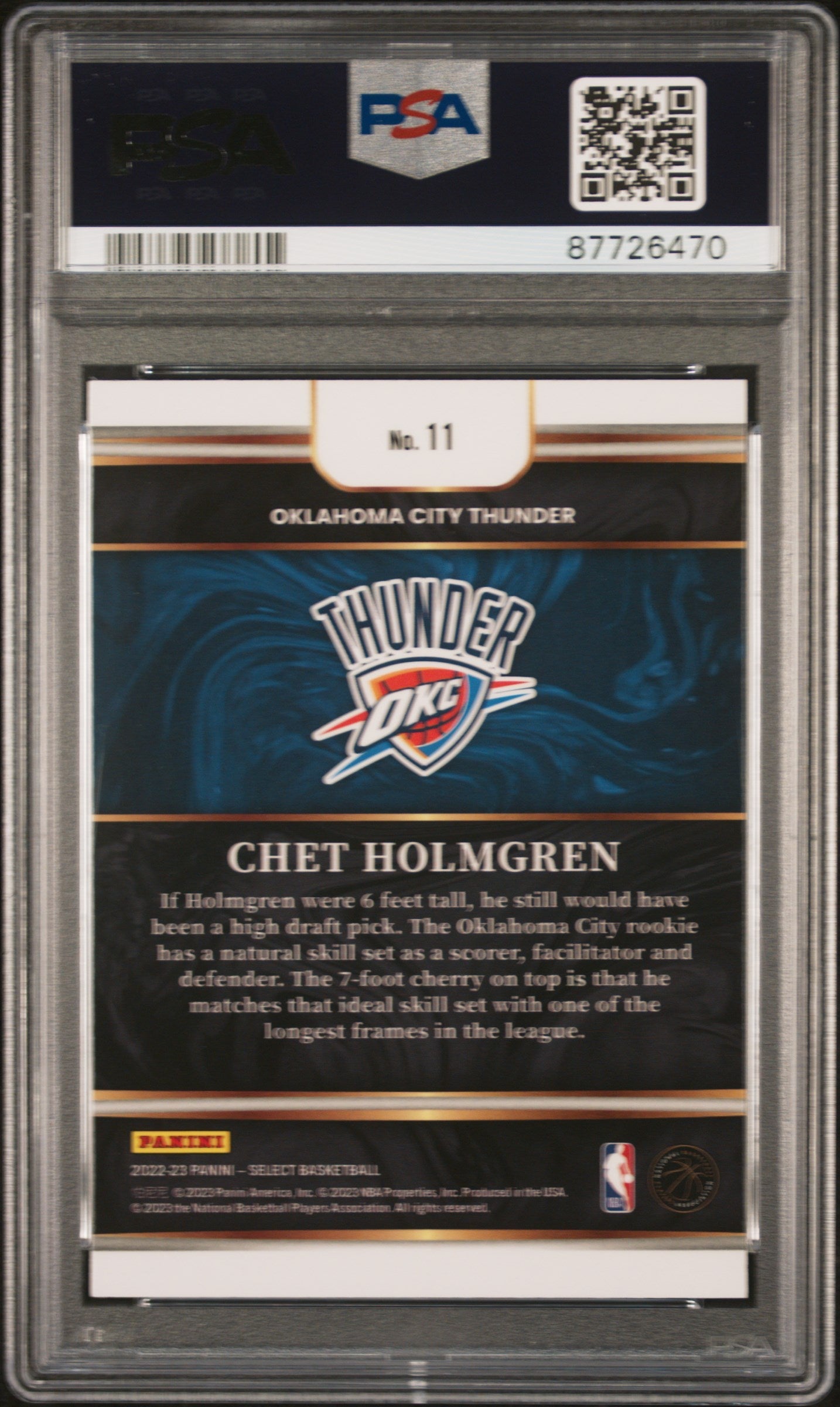 Graded 2022 Panini Select Chet Holmgren #11 Select Future Rookie RC Basketball Card PSA 10 Gem Mint