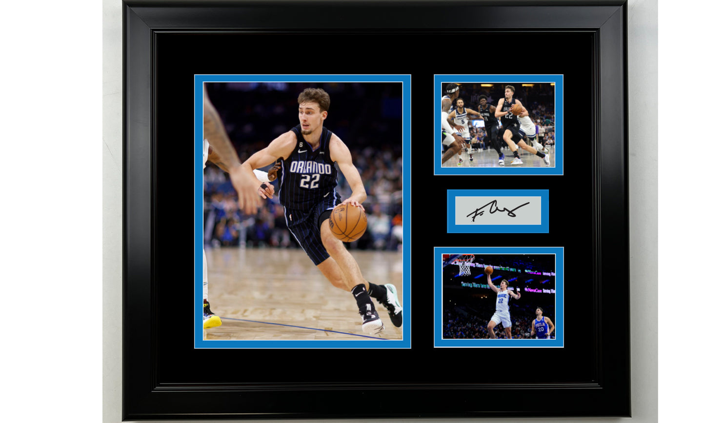 Framed Franz Wagner Orlando Magic Facsimile Laser Engraved Signature Basketball 14x11 3 Photo Collage
