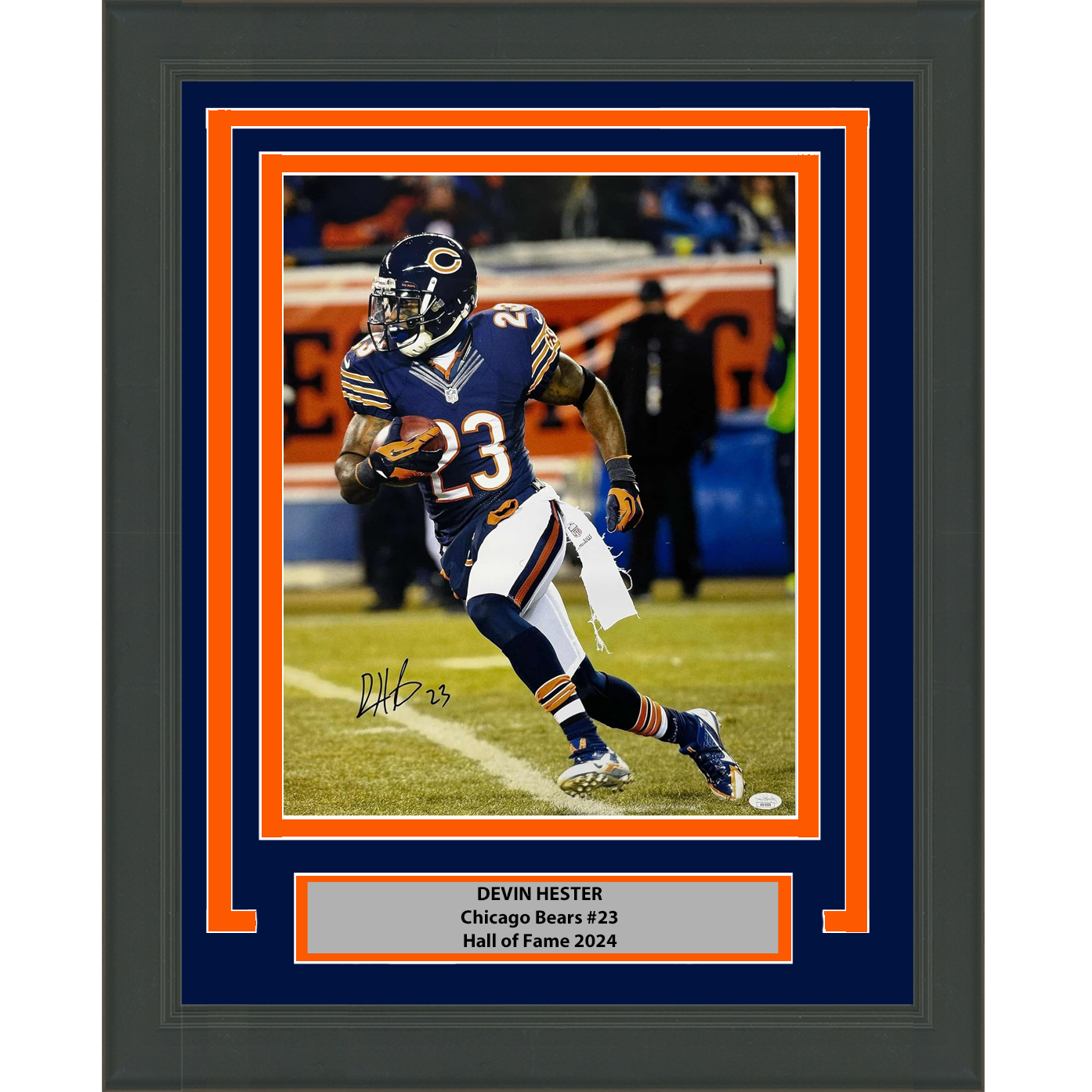 Framed Autographed/Signed Devin Hester Chicago Bears 16x20 Football Photo JSA COA #3