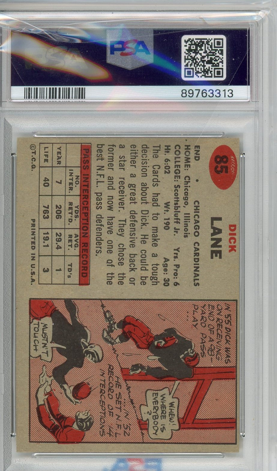 Graded 1957 Topps Richard Dick "Night Train" Lane #85 Rookie RC Card PSA 4