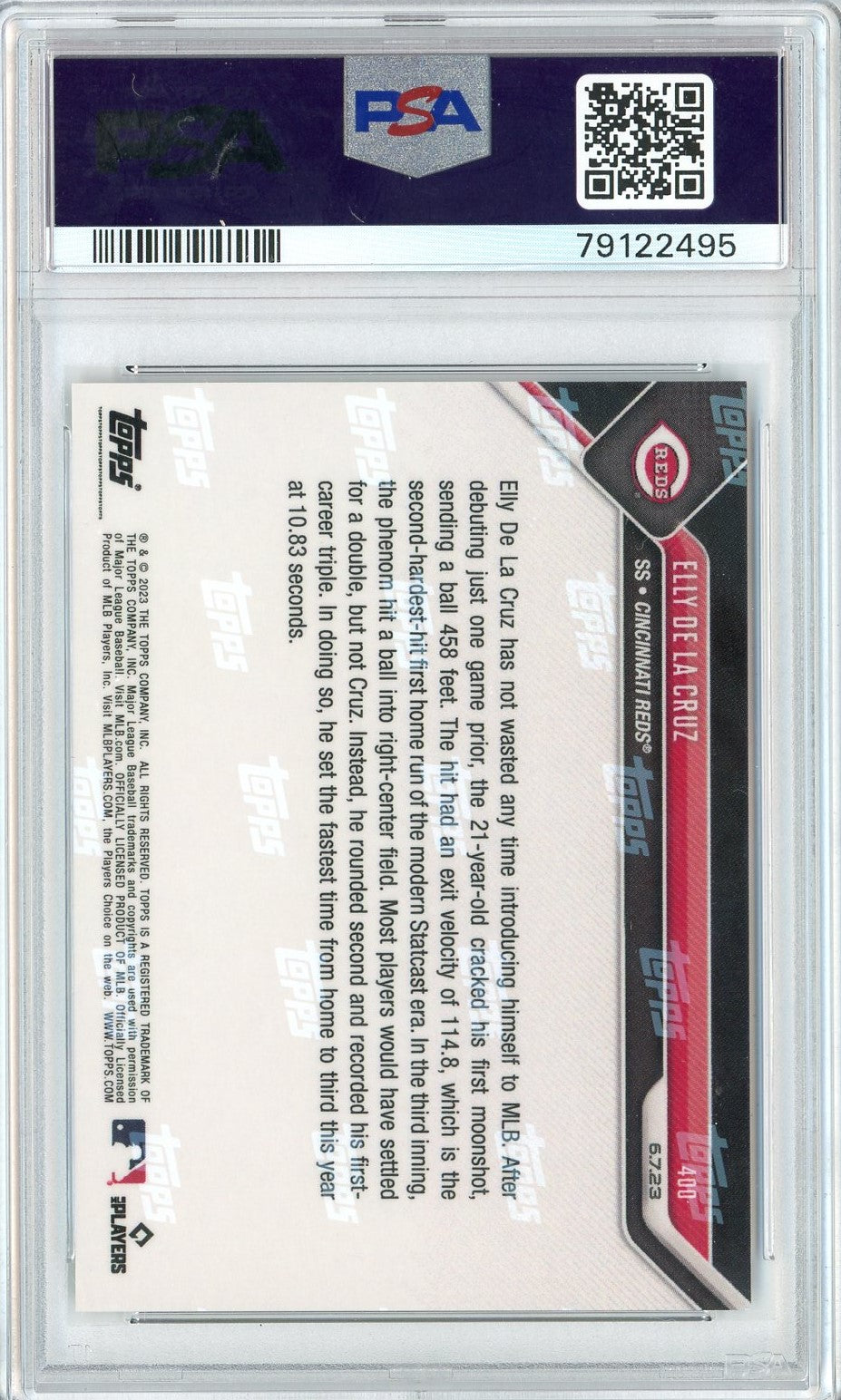 Graded 2023 Topps Now Elly De La Cruz #400 Rookie RC Baseball Card PSA 10 Gem Mint