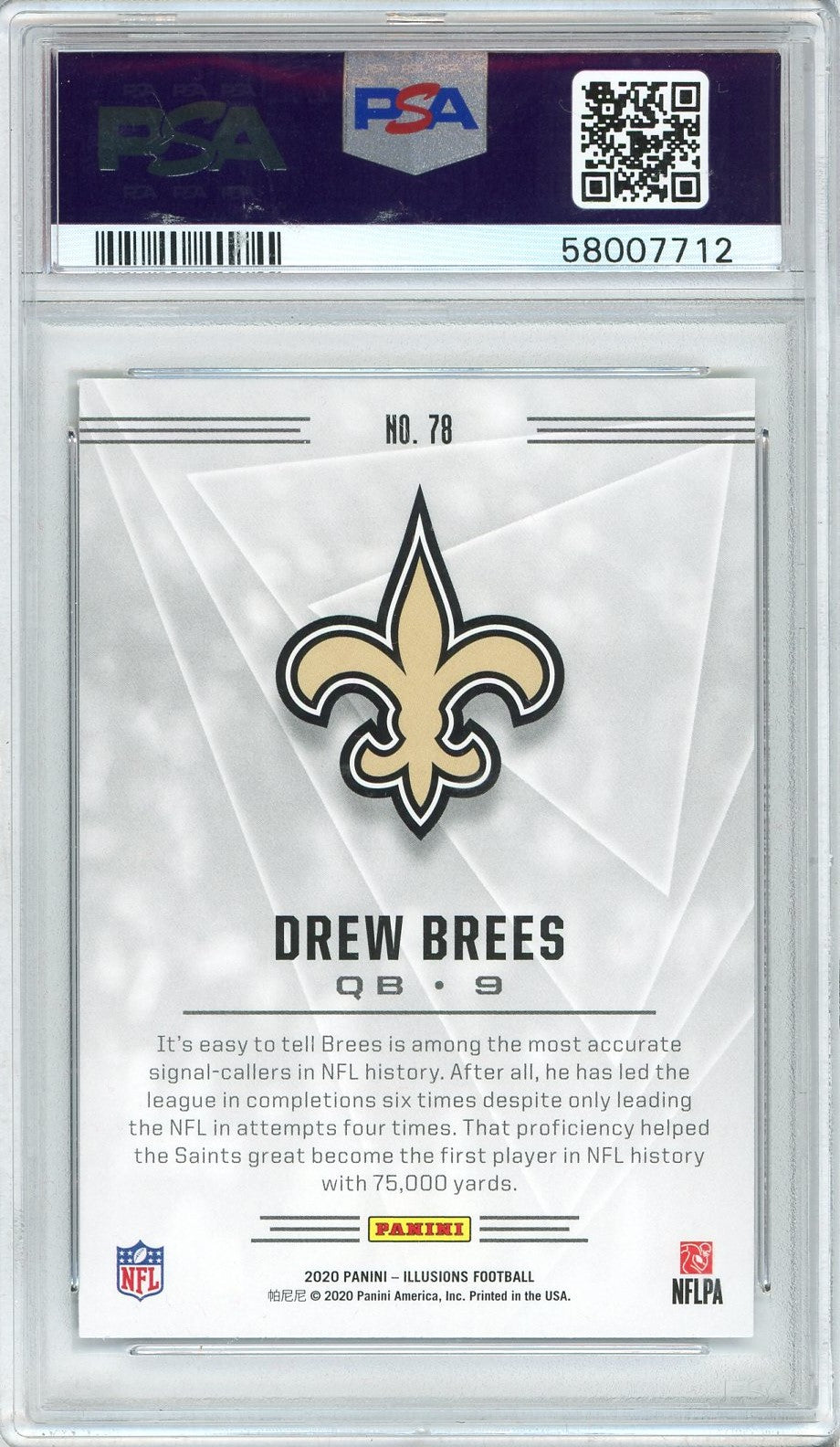 Graded 2020 Panini Illusions Drew Brees #78 Retail Football Card PSA 5 EX