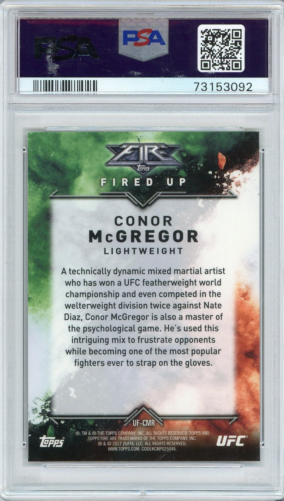Graded 2017 Topps Chrome Conor McGregor #UFCMR Fire UFC MMA Card PSA 10 Gem Mint