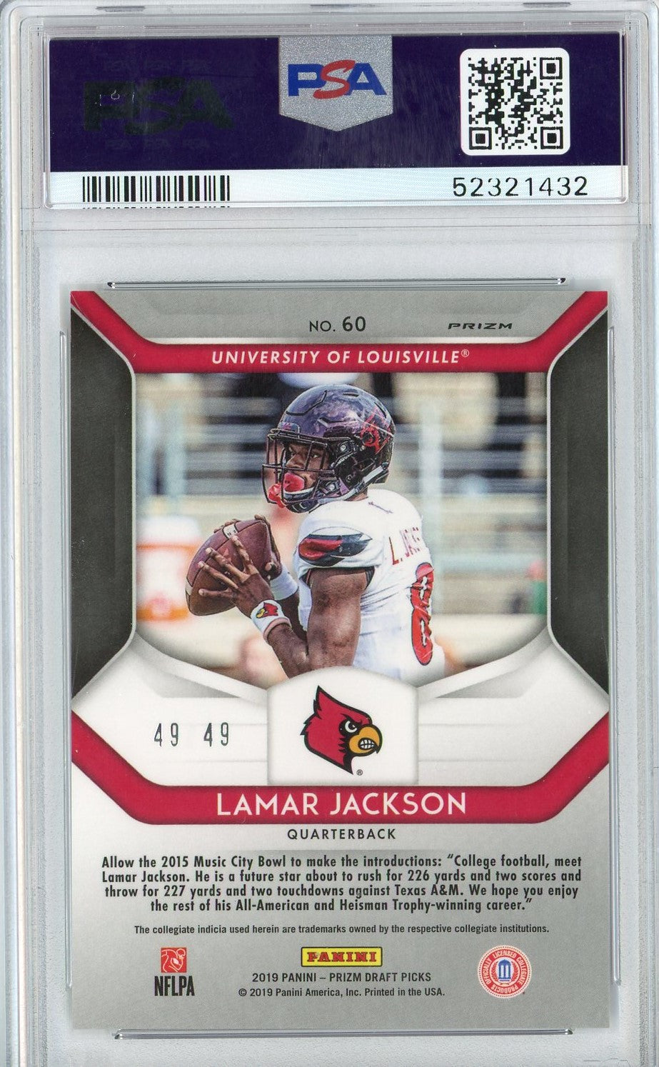 Graded 2019 Panini Prizm DP Lamar Jackson #60 Mojo Prizm Rookie RC Football Card PSA 10 Gem Mint