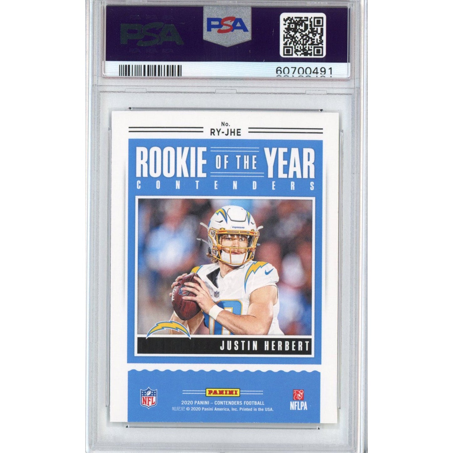 Graded 2020 Panini Contenders Justin Herbert #RYJHE ROY Rookie RC Football Card PSA 10 Gem Mint