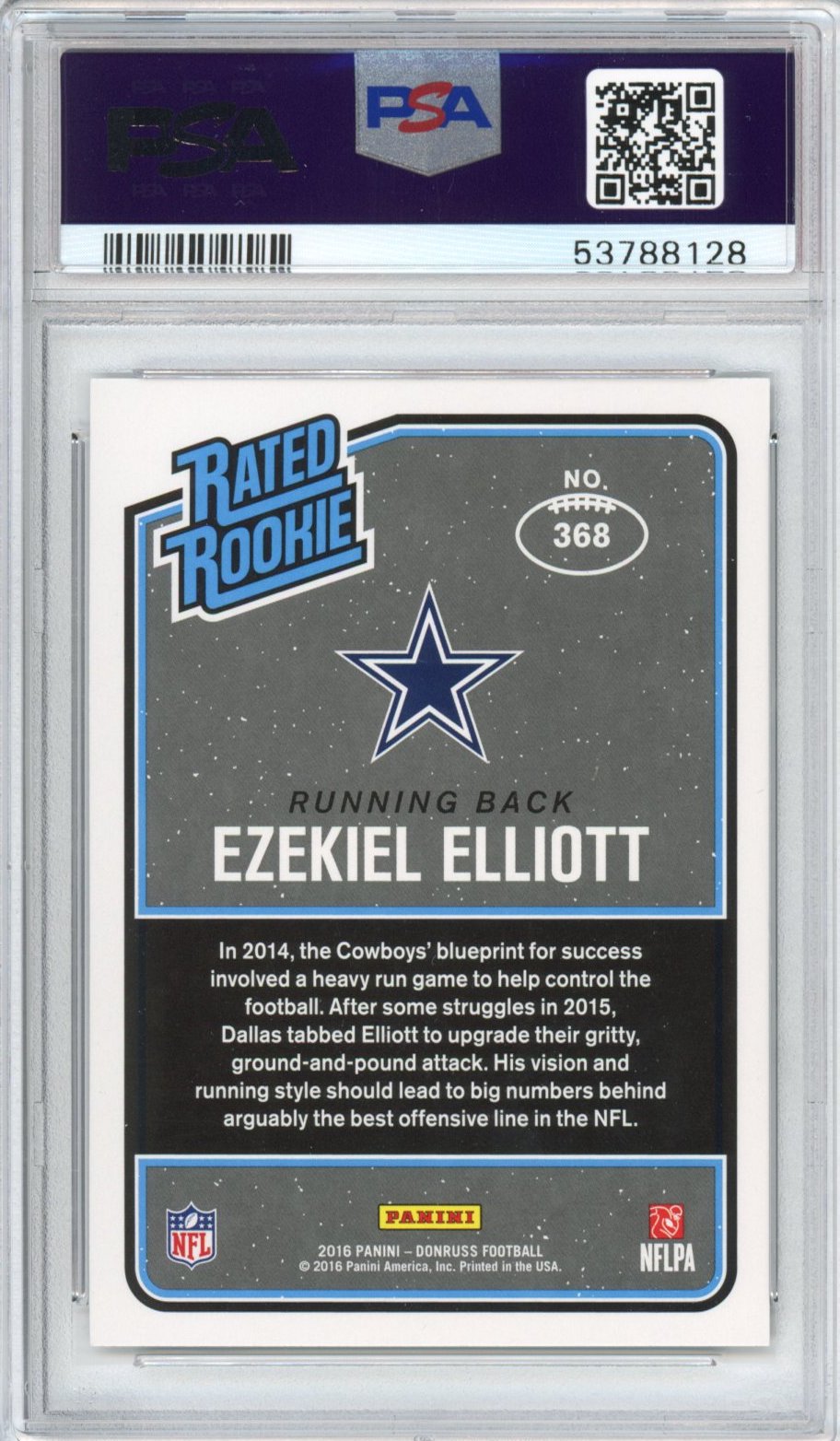 Graded 2016 Panini Donruss Ezekiel Elliott #368 Rookie RC Football Card PSA 10 Gem Mint