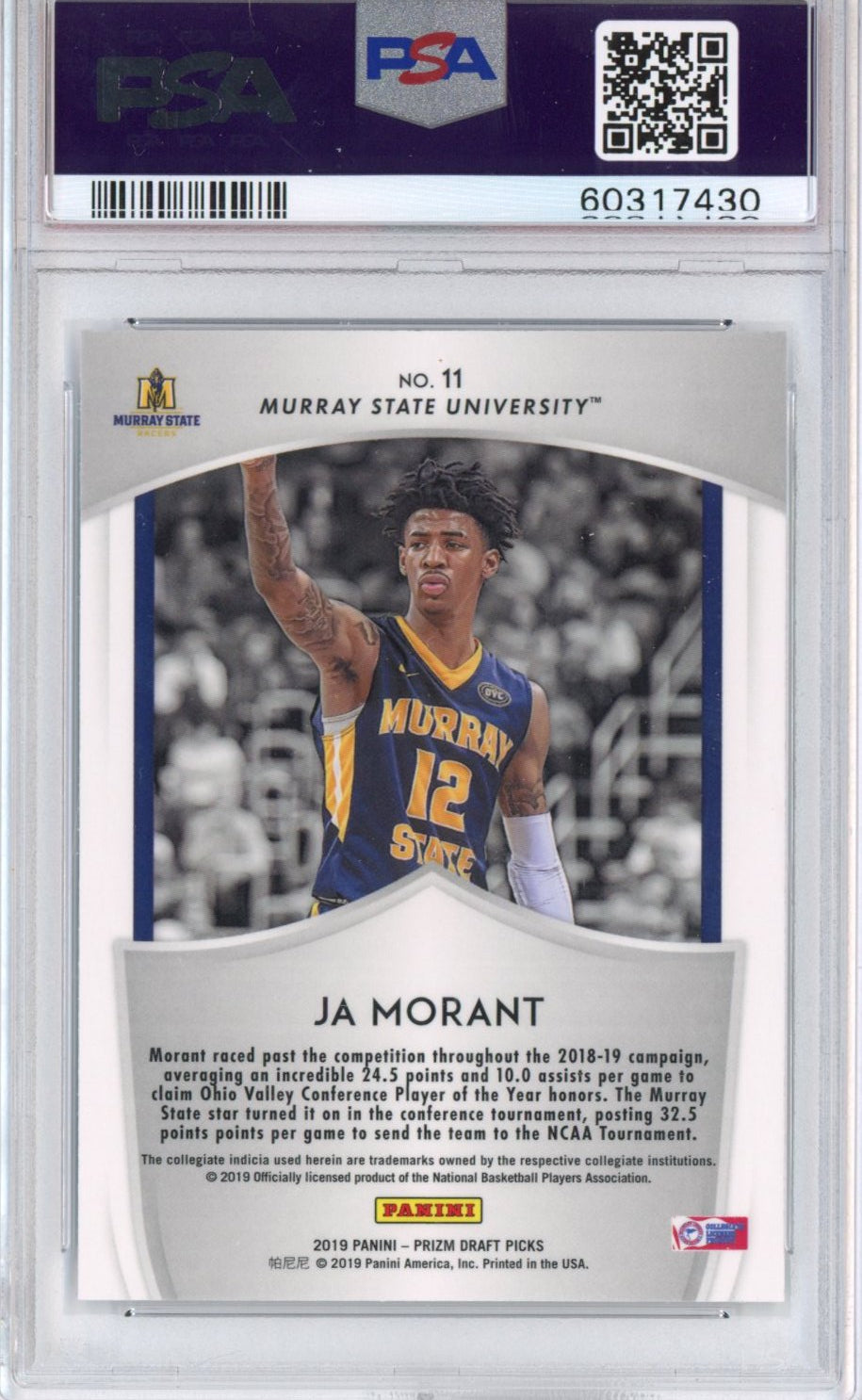 Graded 2019-20 Panini Prizm Draft Picks DP Ja Morant #11 Crusade Rookie RC Basketball Card PSA 10 Gem Mint
