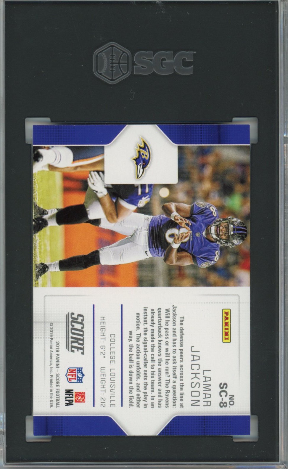 Graded 2019 Panini Score Lamar Jackson #SC-8 Signal Callers 2nd Year Football Card SGC 10 Gem Mint