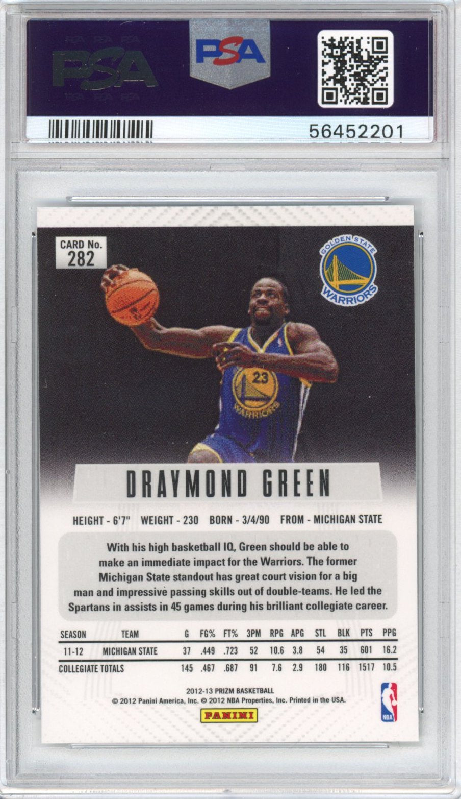 Graded 2012-13 Panini Prizm Draymond Green #282 Rookie RC Basketball Card PSA 10 Gem Mint