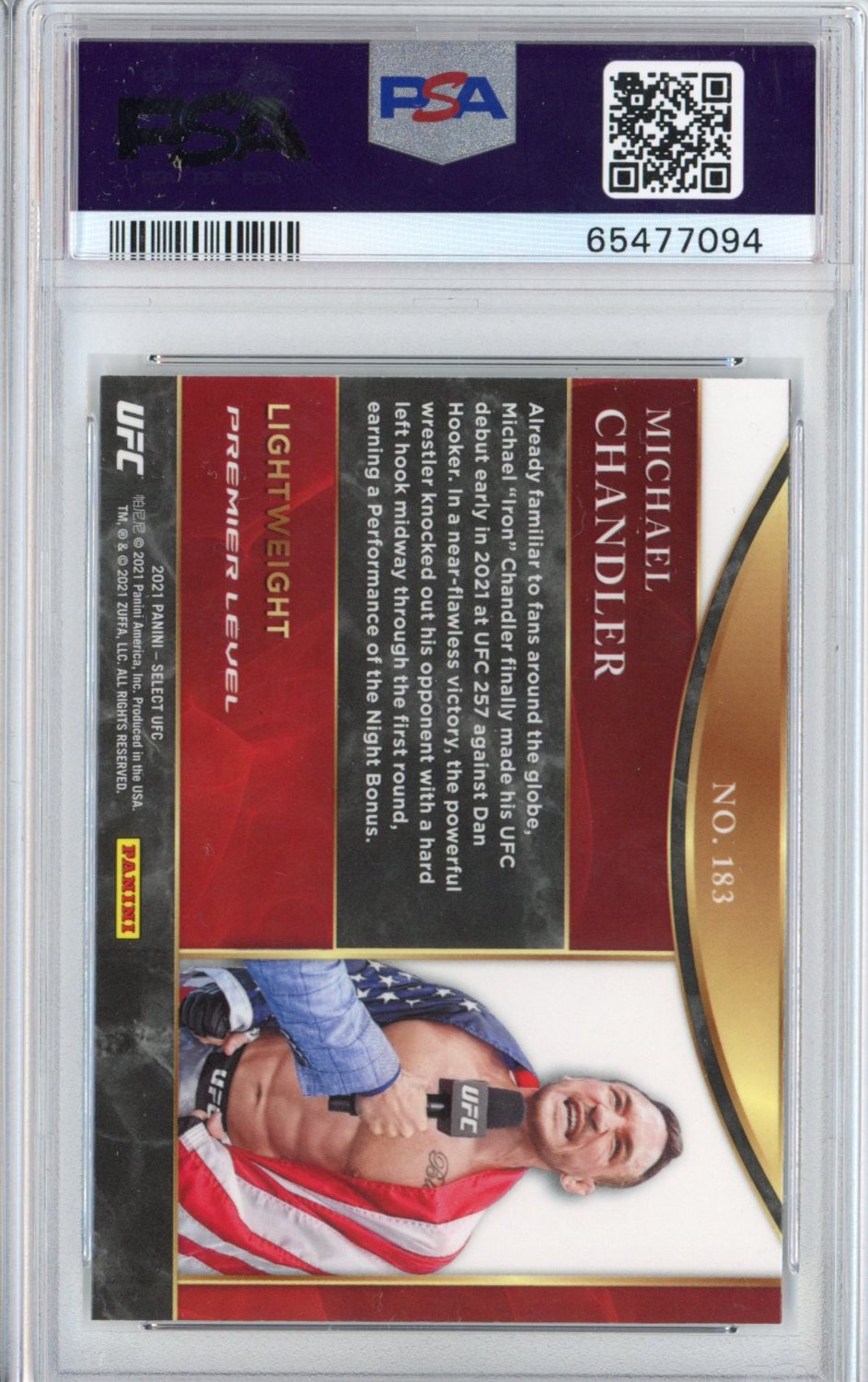 Graded 2021 Panini Select Michael Chandler #183 Premier Level Rookie RC UFC MMA Card PSA 10 Gem Mint