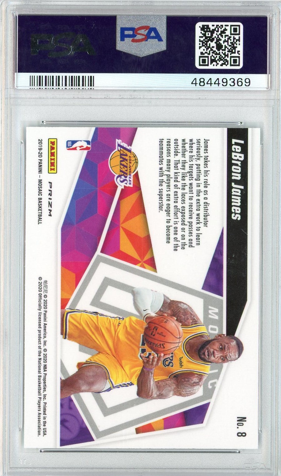 Graded 2019 Panini Mosaic LeBron James #8 Give/Go Green Mosaic Basketball Card PSA 10 Gem Mint