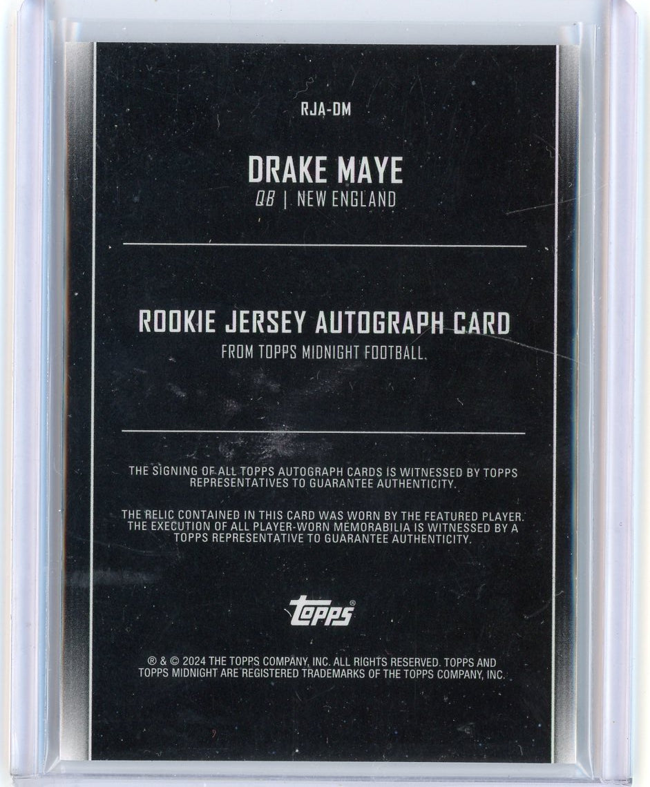 2024 Topps Midnight Drake Maye #RJA-DM Rookie Patch Autograph RPA Rookie RC Football Card