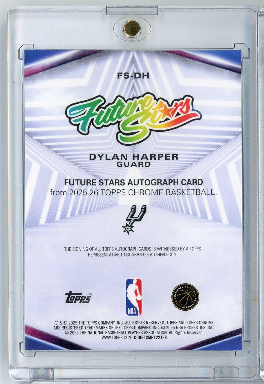2025 Topps Chrome Future Stars Dylan Harper #FSDH /99 Auto Rookie RC Basketball Card