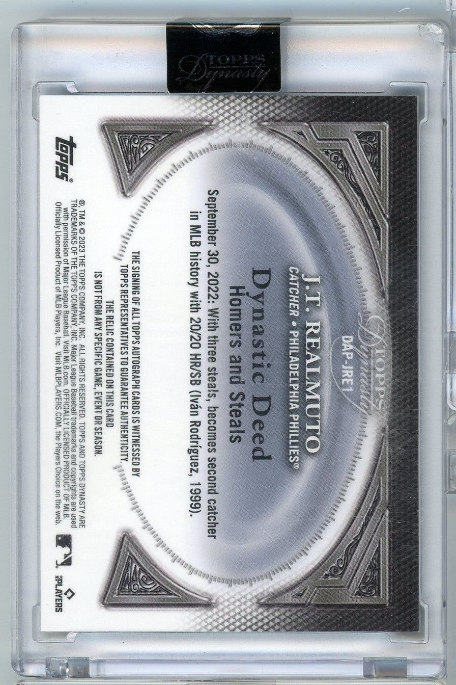2023 Topps Dynasty JT J.T. Realmuto #DAPJRE1 10/10 Dynastic Deed Relic Auto Baseball Card
