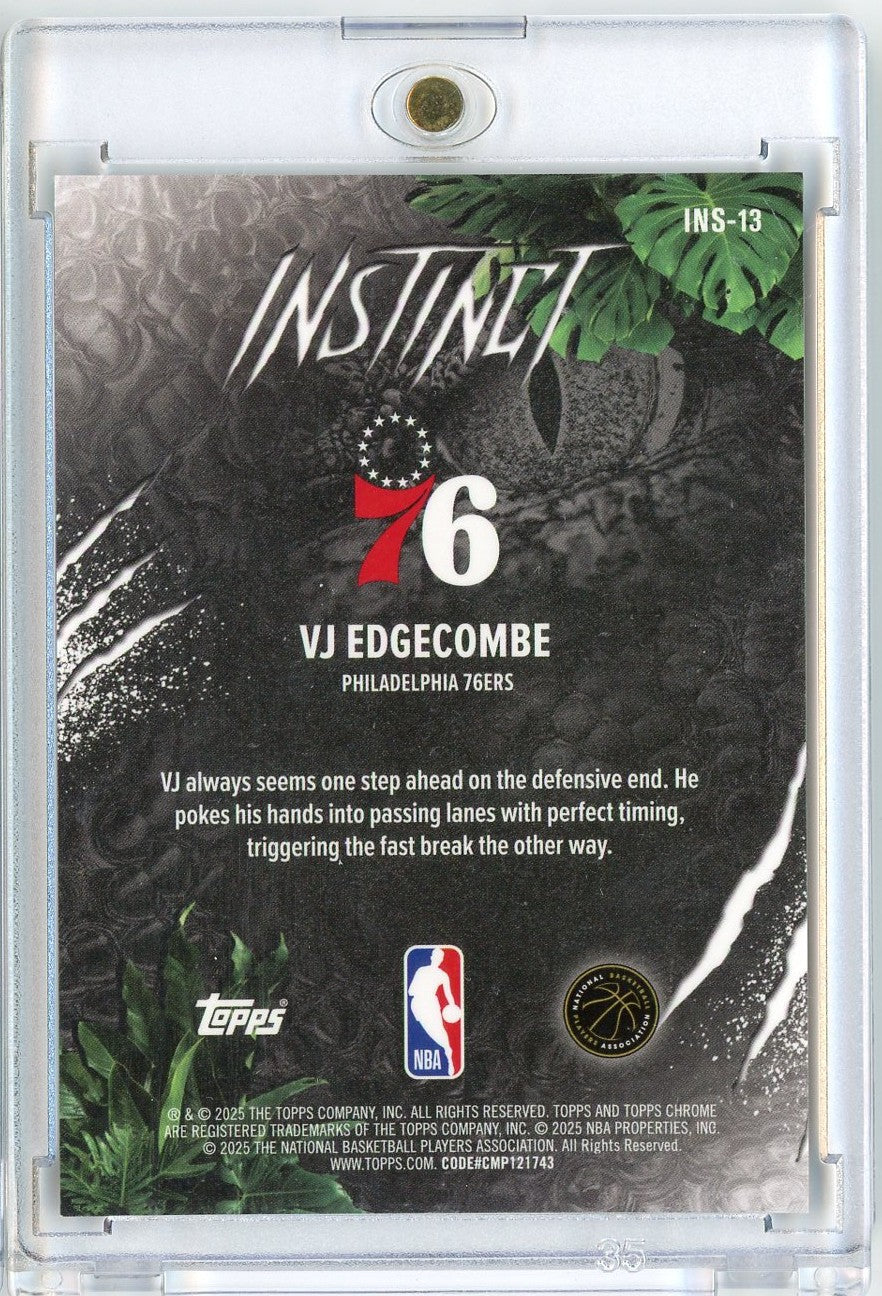 2025 Topps Chrome VJ Edgecombe #INS13 /50 Instinct Gold Refractor Rookie RC Basketball Card