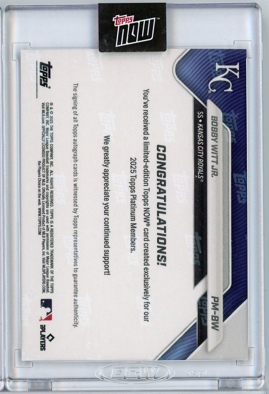 2025 Topps Now Bobby Witt Jr #PMBW Platinum Member Auto Kansas City Royals Baseball Card