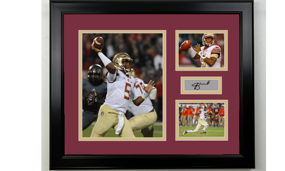 Framed Jameis Winston Florida State Seminoles Facsimile Laser Engraved Signature NCAA Football 14x11 3 Photo Collage