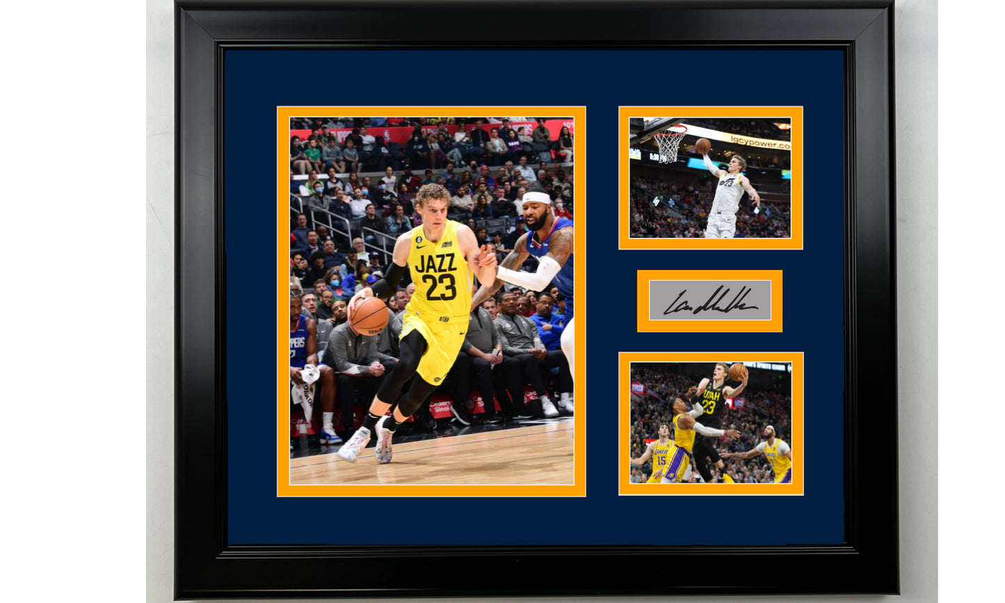 Framed Lauri Markkanen Utah Jazz Facsimile Laser Engraved Signature Basketball 14x11 3 Photo Collage