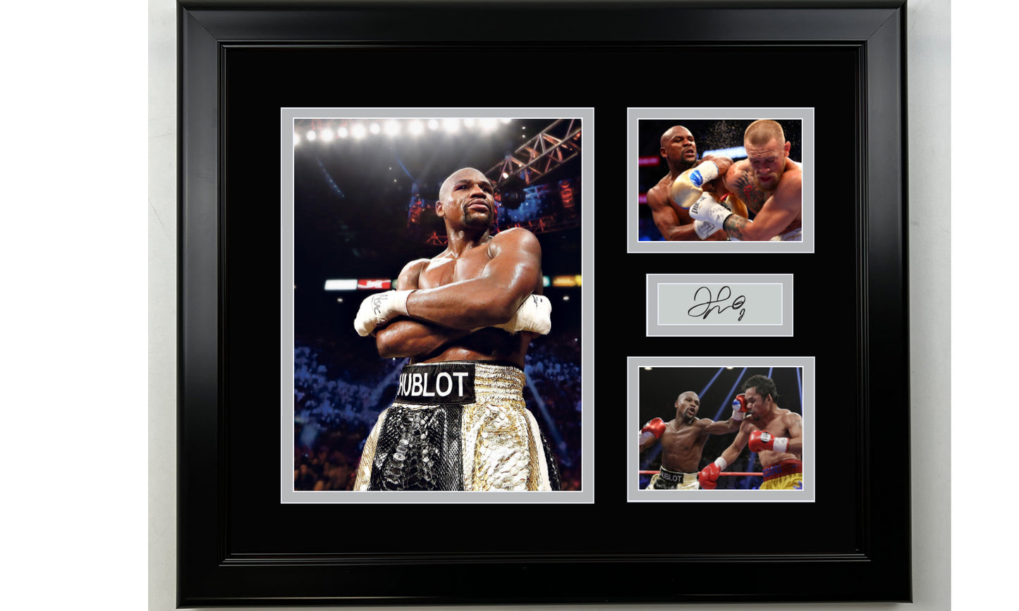 Framed Floyd Mayweather Boxing Facsimile Laser Engraved Signature 14x11 3 Photo Collage