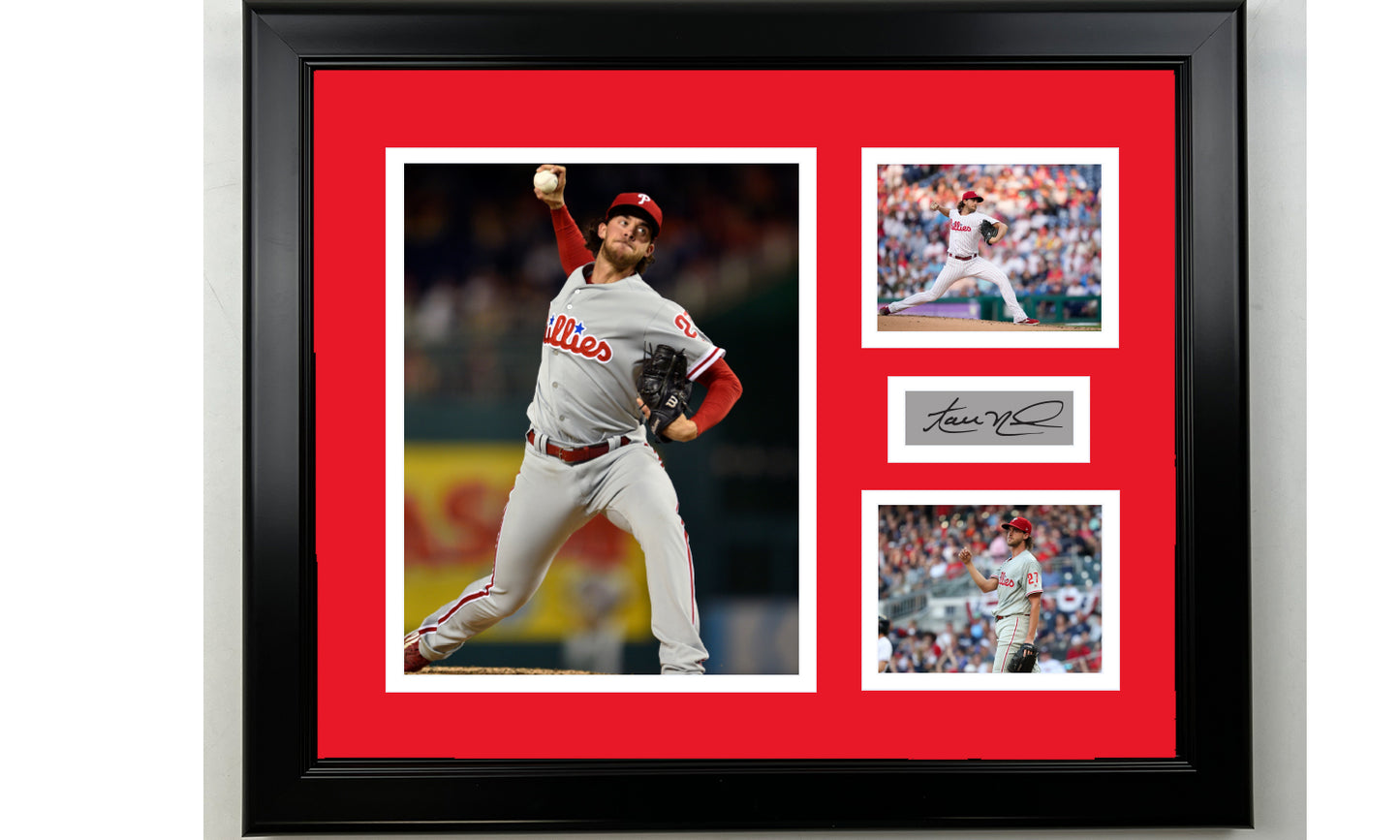 Framed Aaron Nola Philadelphia Phillies Facsimile Laser Engraved Signature Baseball 14x11 3 Photo Collage