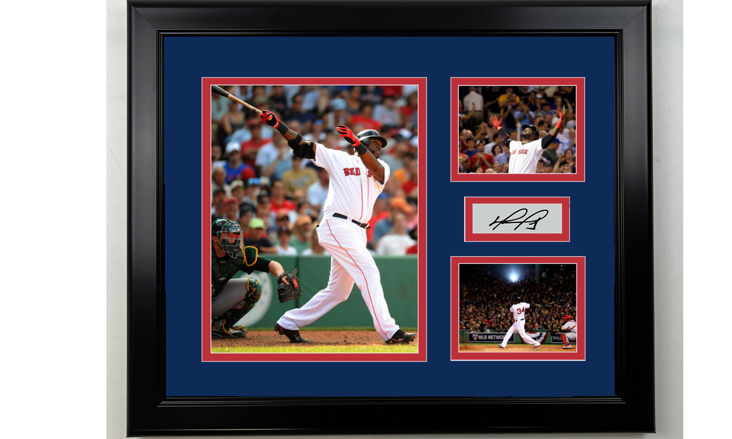 Framed David Ortiz Boston Red Sox Facsimile Laser Engraved Signature Baseball 14x11 3 Photo Collage