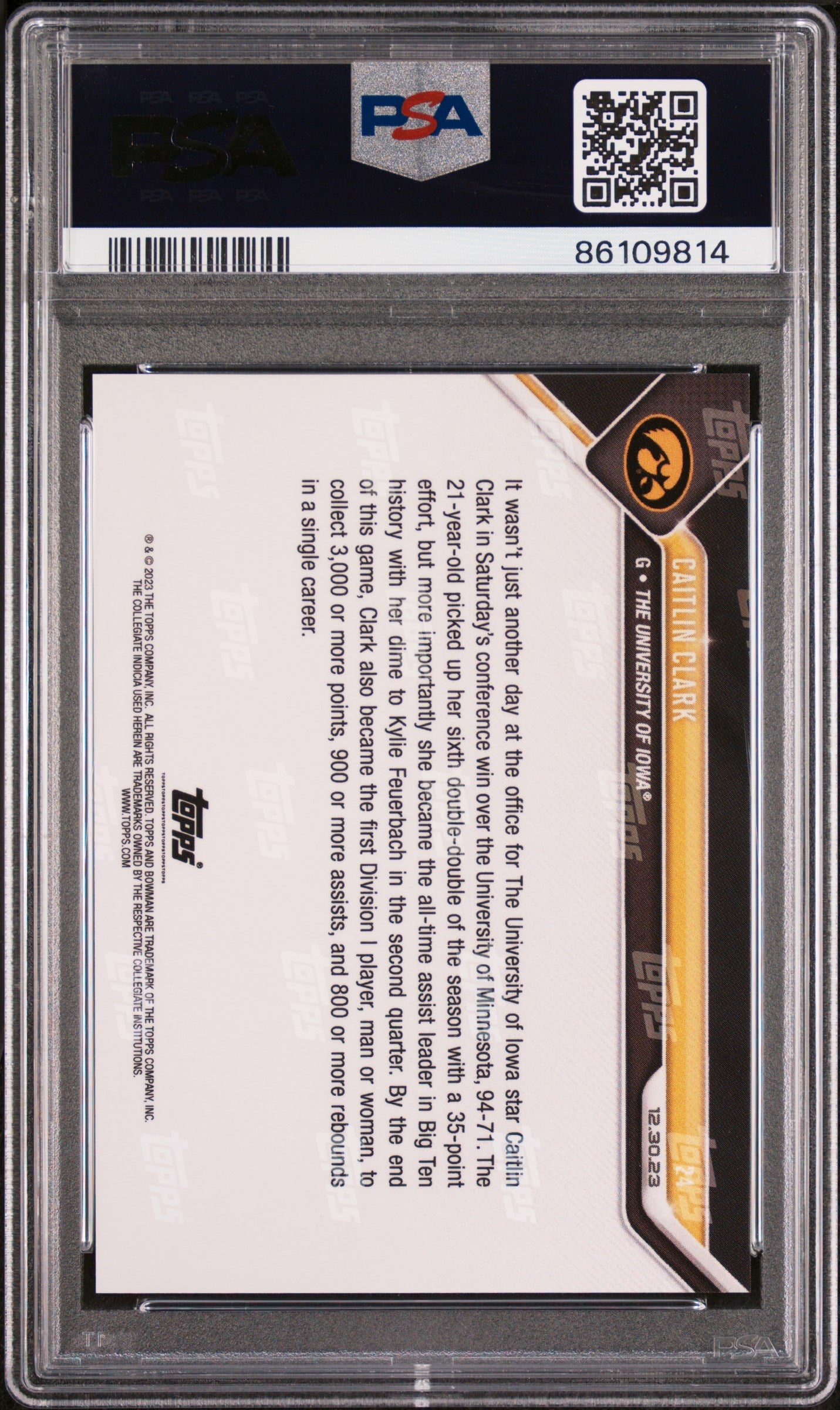 Graded 2023 Topps Bowman U Now Caitlin Clark #24 Rookie RC Basketball Card PSA 10 Gem Mint