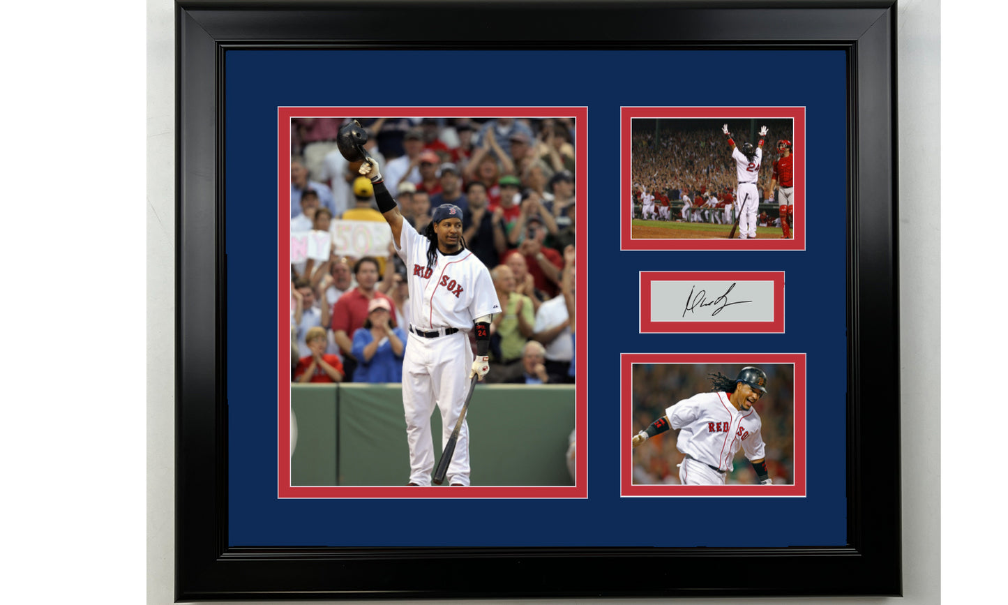 Framed Manny Ramirez Boston Red Sox Facsimile Laser Engraved Signature Baseball 14x11 3 Photo Collage